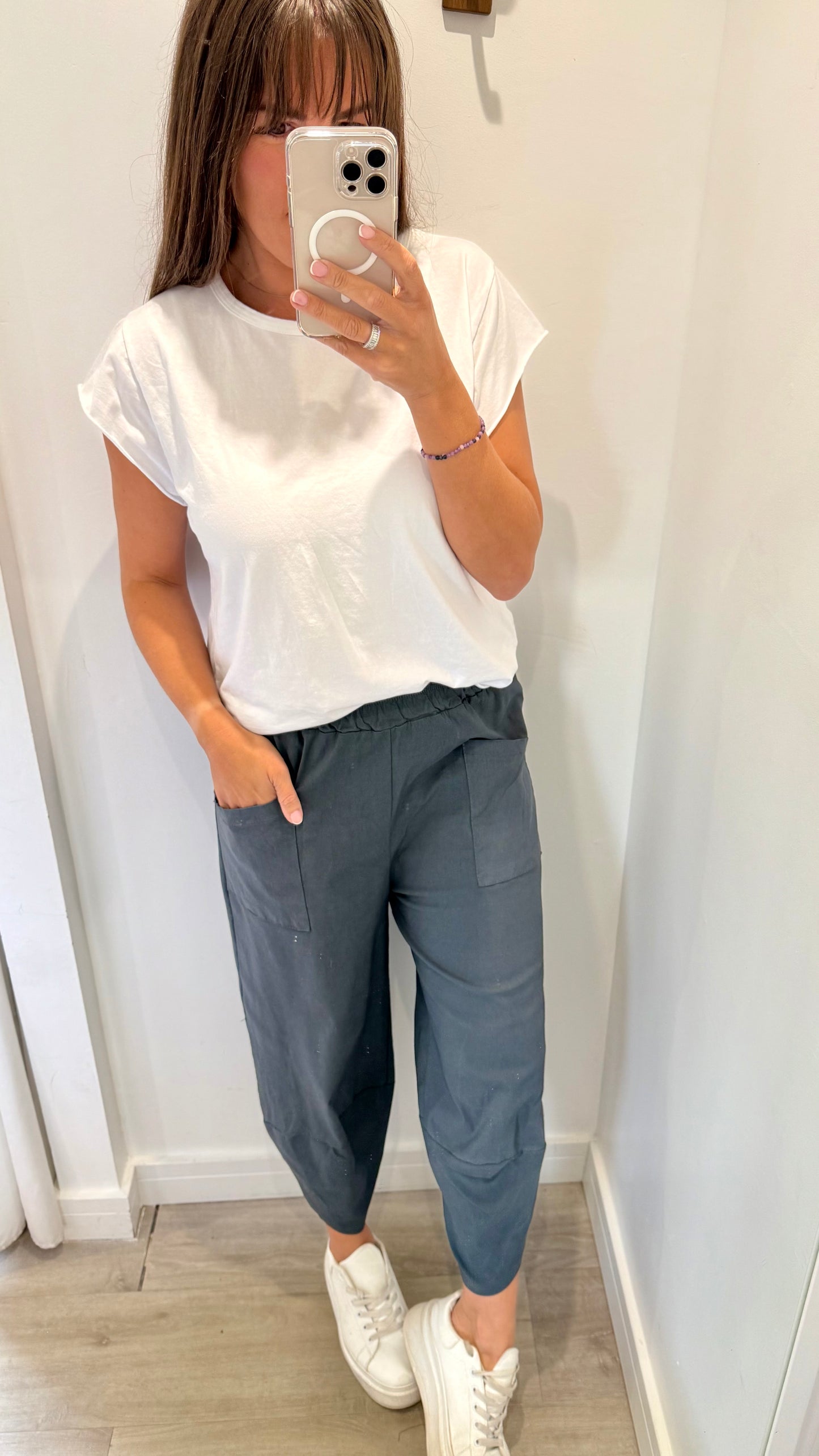 CHARCOAL CROPPED POCKET TROUSERS