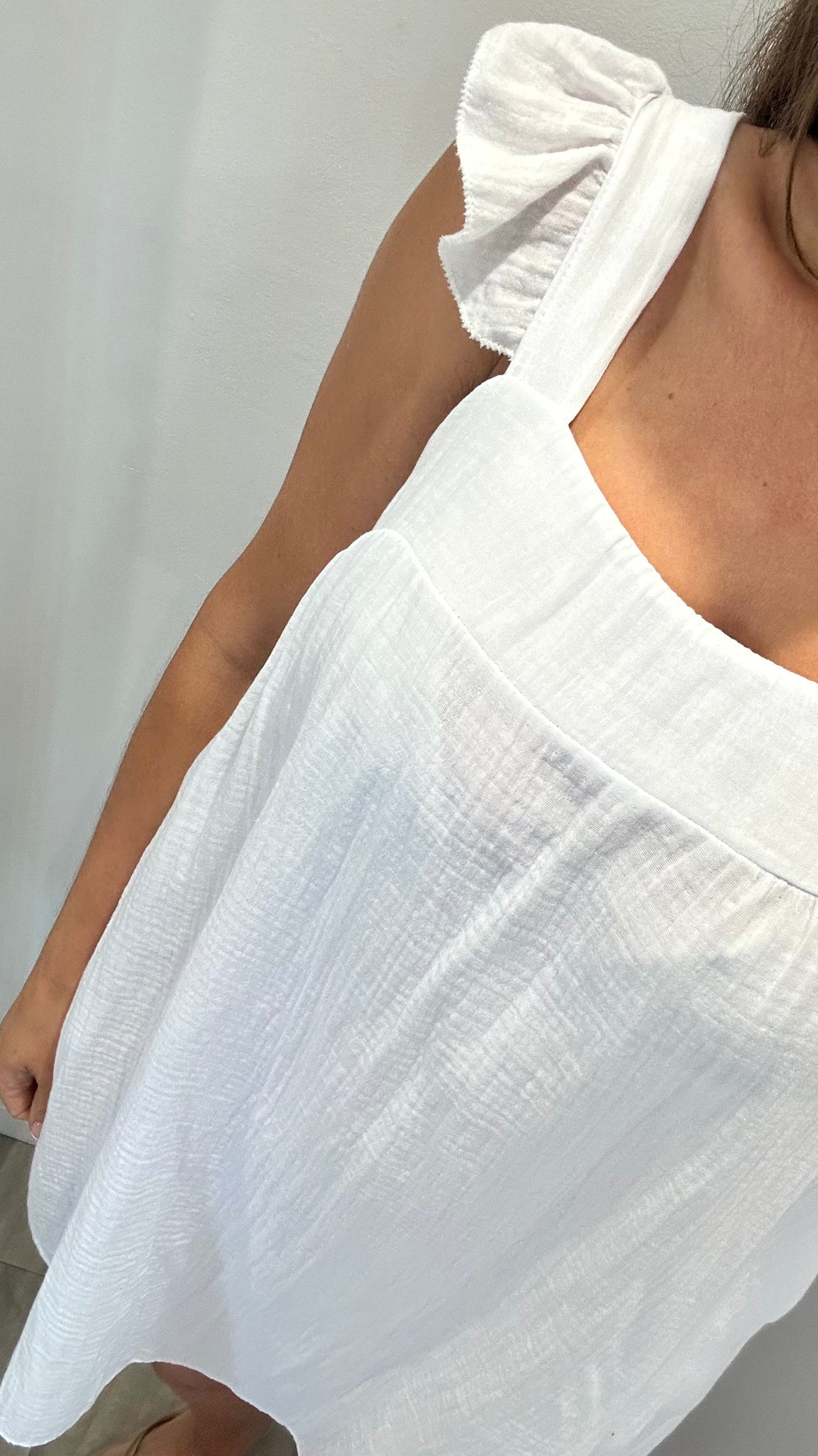WHITE BABYDOLL MINI DRESS