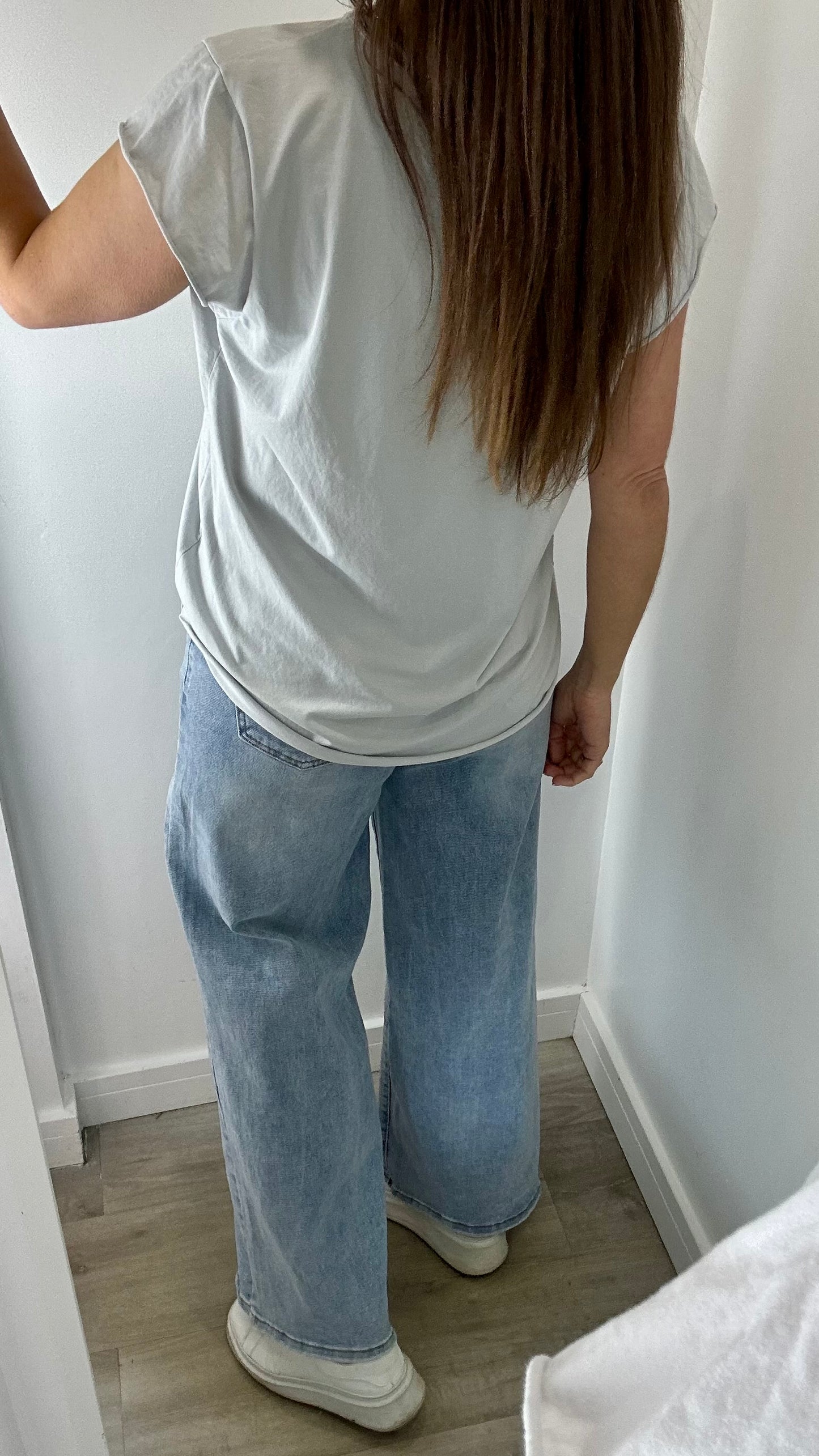 PALE GREY CAP SLEEVE TEE