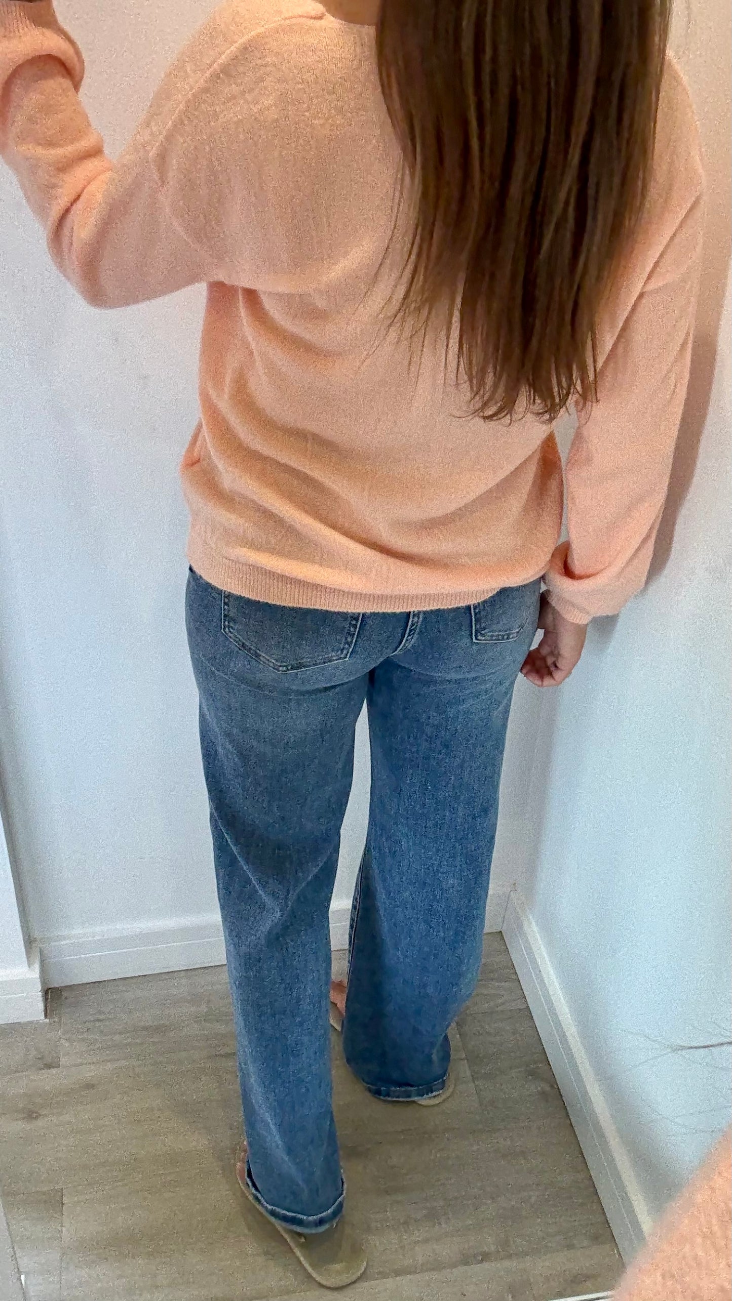 PEACH LIGHT KNIT BUTTON CARDIGAN