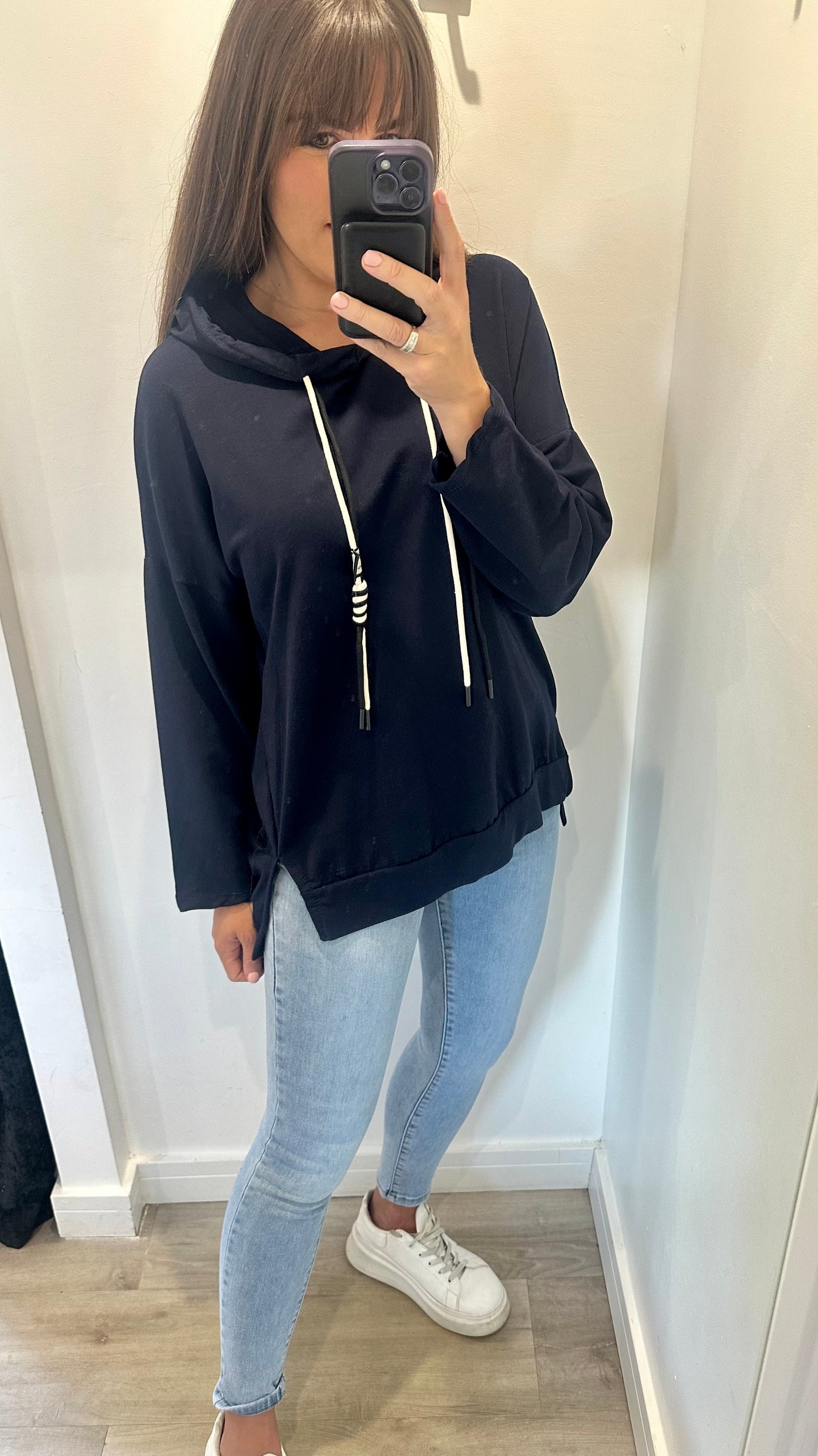 NAVY PLAIN LIGHTWEIGHT HOODIE