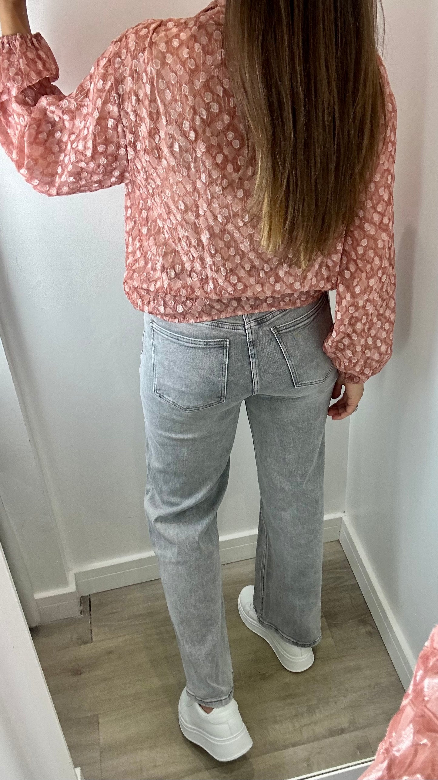 ROSE PINK METALLIC THREAD BLOUSE