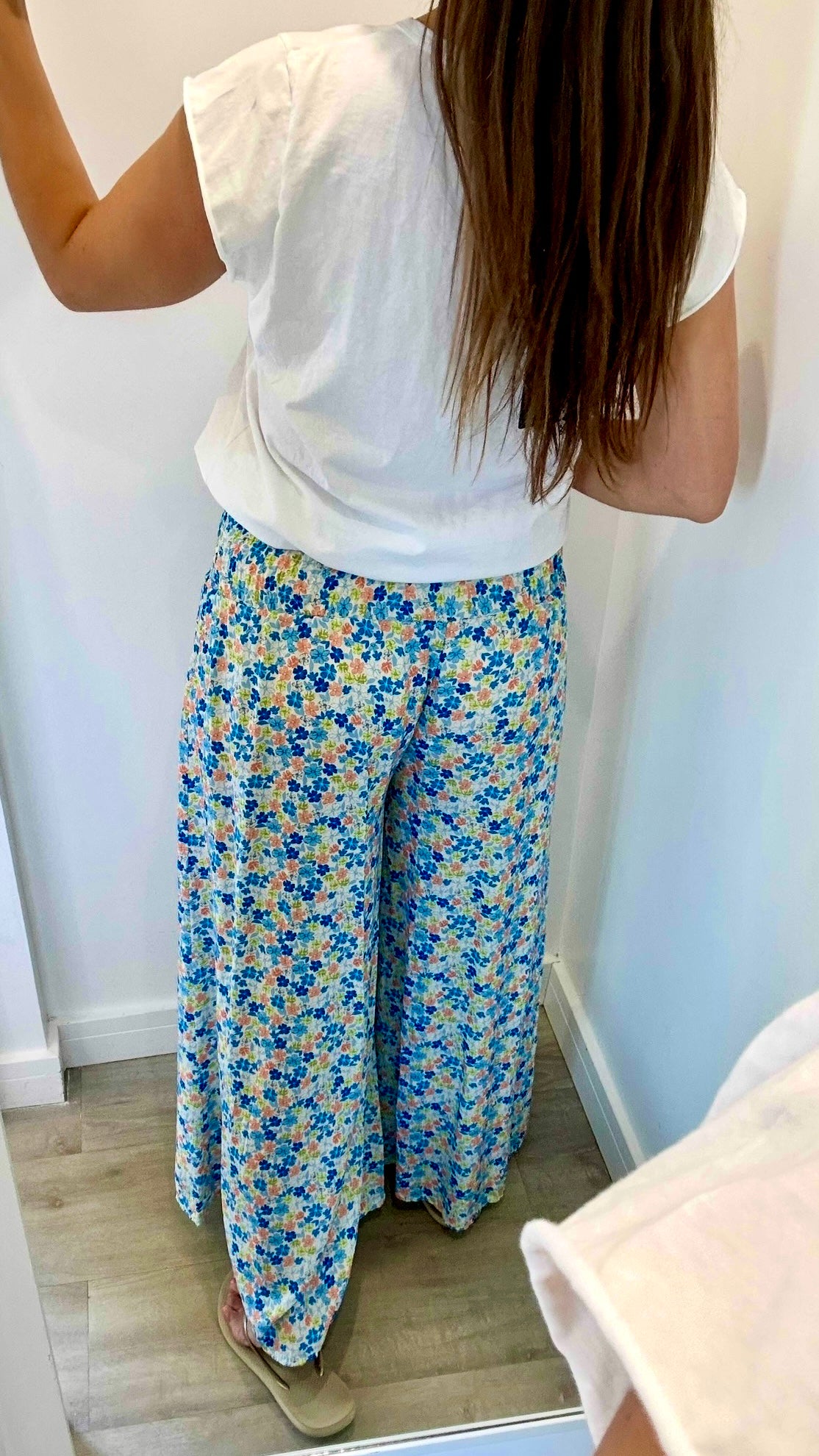BLUE FLORAL PALAZZO TROUSERS