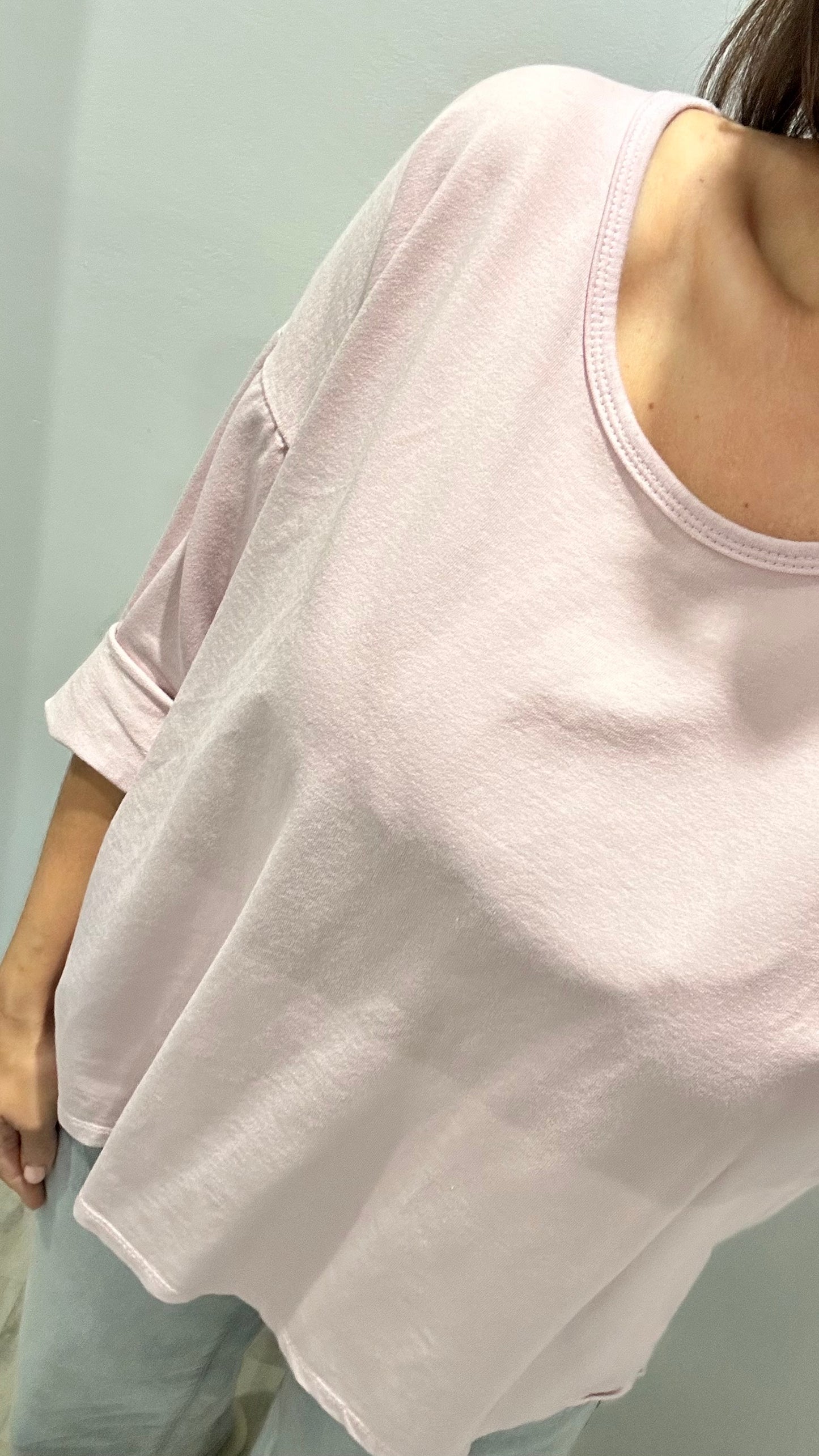 LILAC ROLL SLEEVE SWEAT TOP