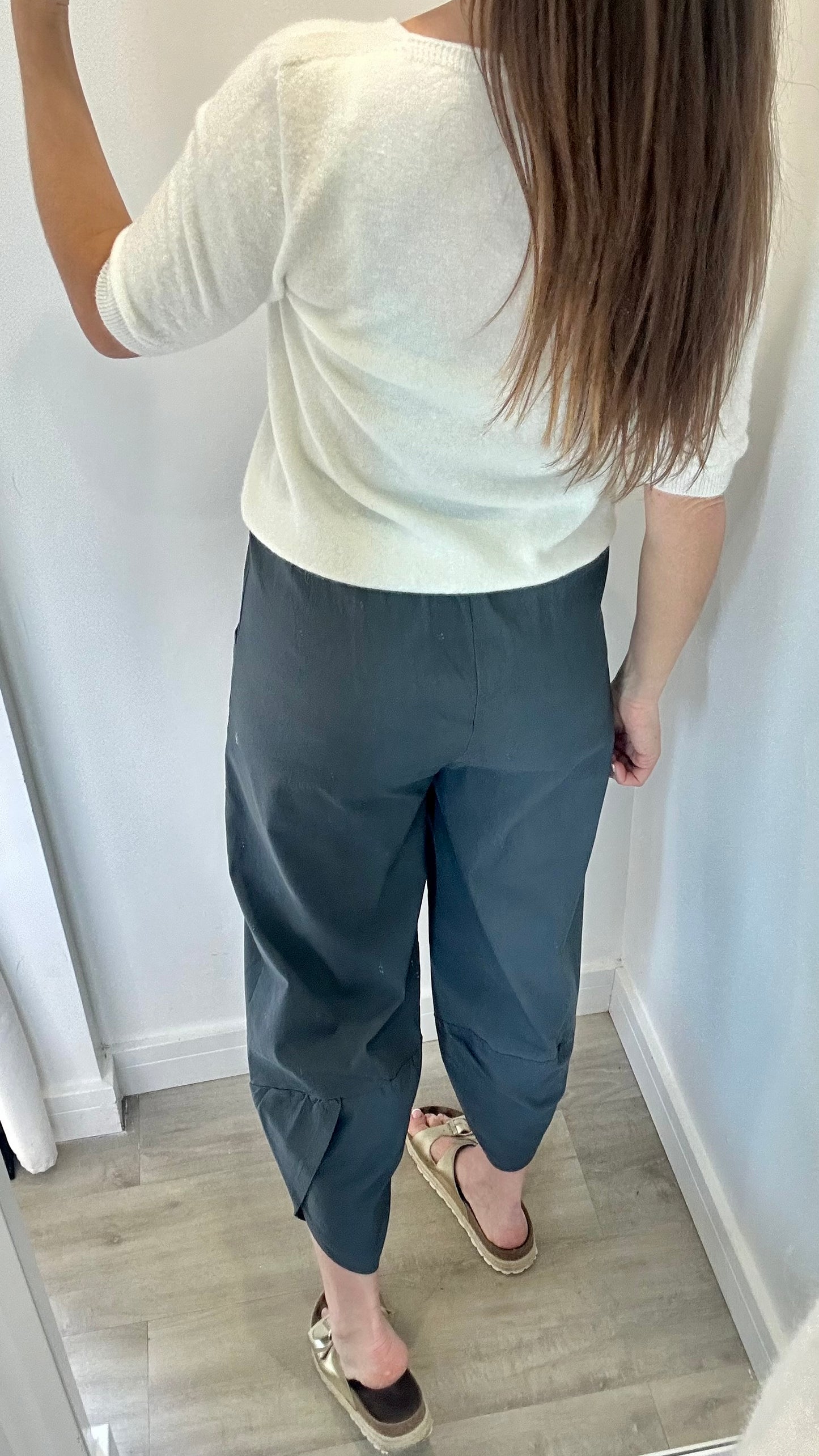 CHARCOAL CROPPED POCKET TROUSERS