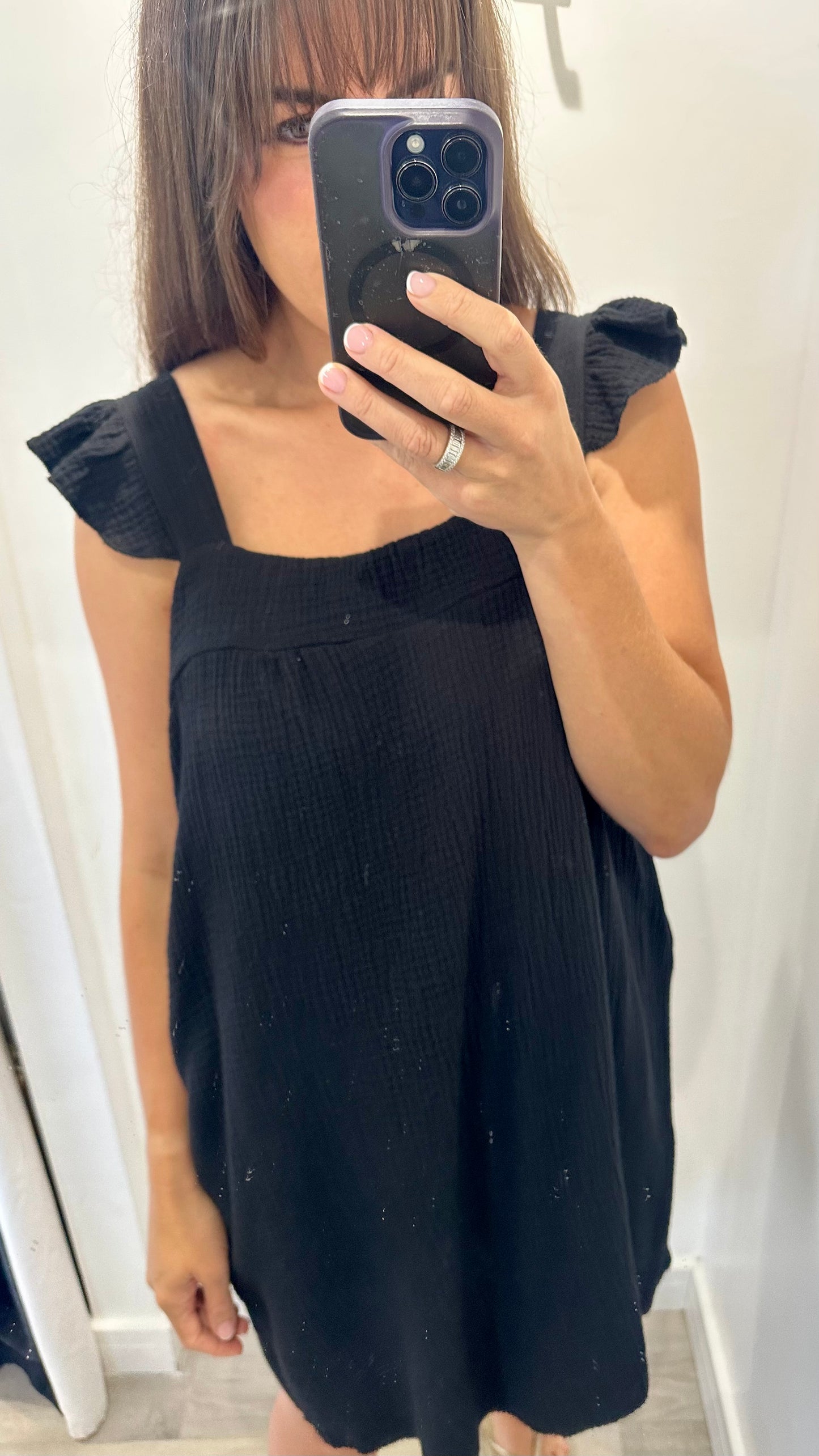 BLACK BABYDOLL MINI DRESS