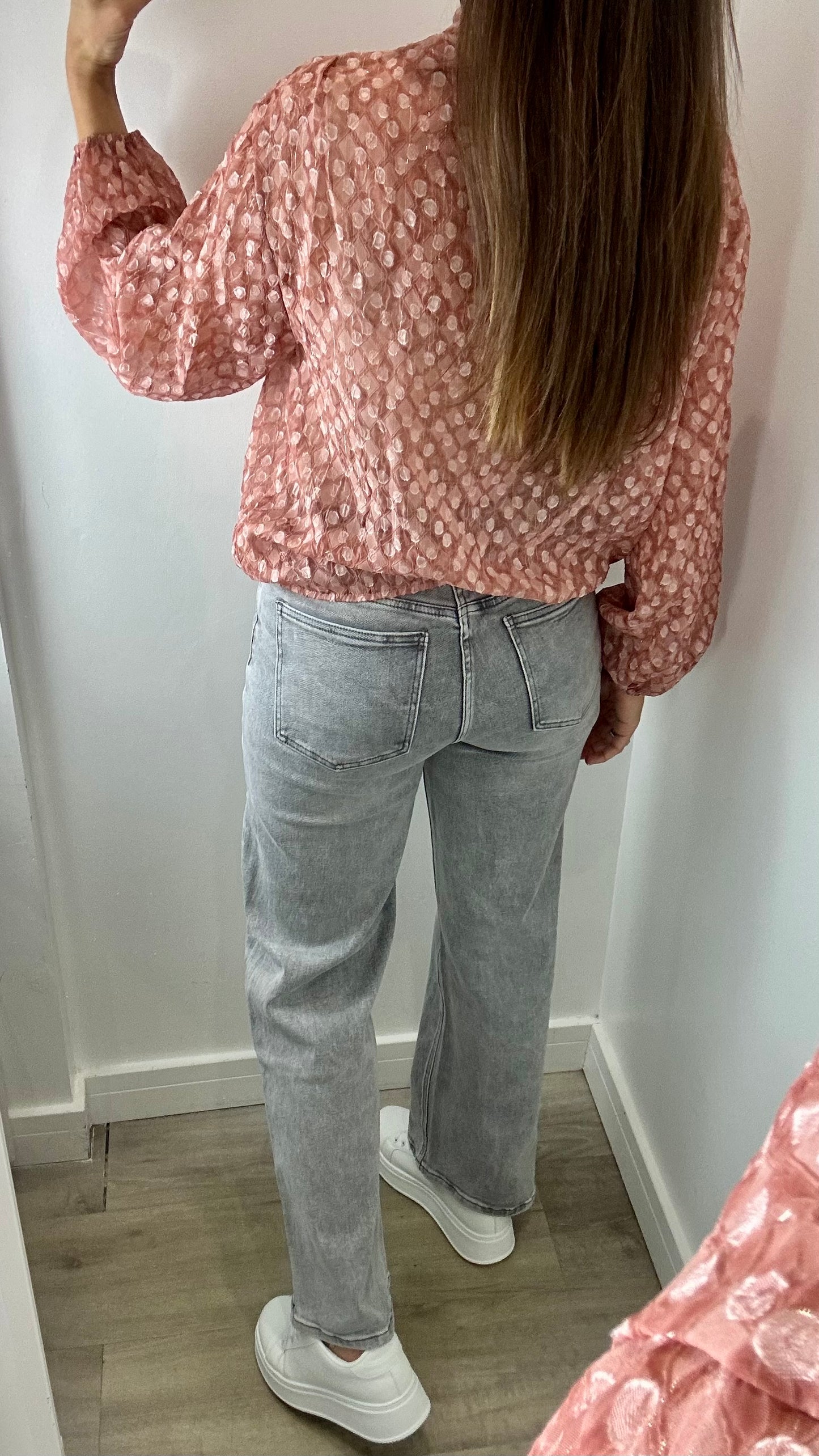 ROSE PINK METALLIC THREAD BLOUSE