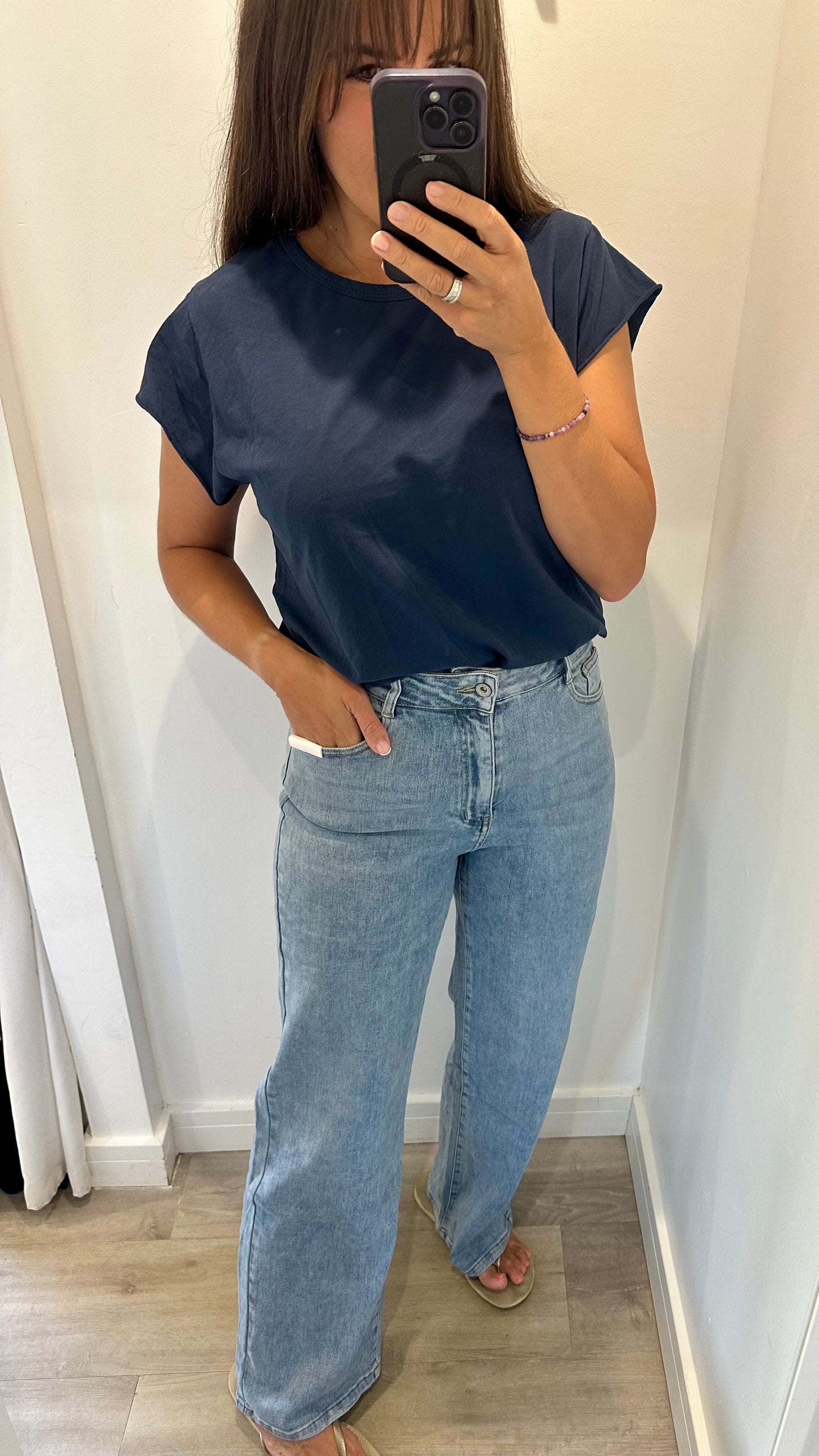 BLUE DENIM WIDE LEG JEANS