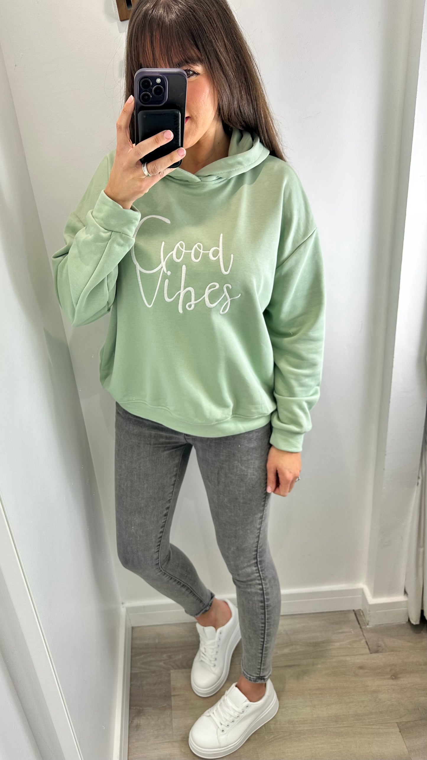 MINT GREEN GOOD VIBES HOODIE