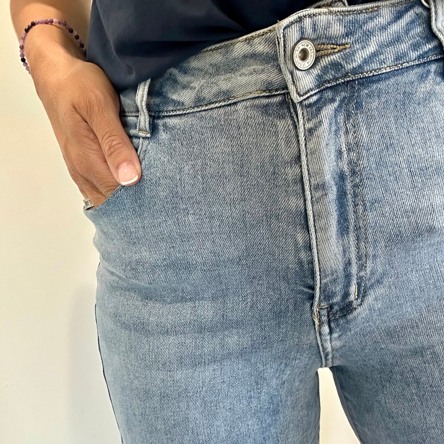 BLUE DENIM WIDE LEG JEANS