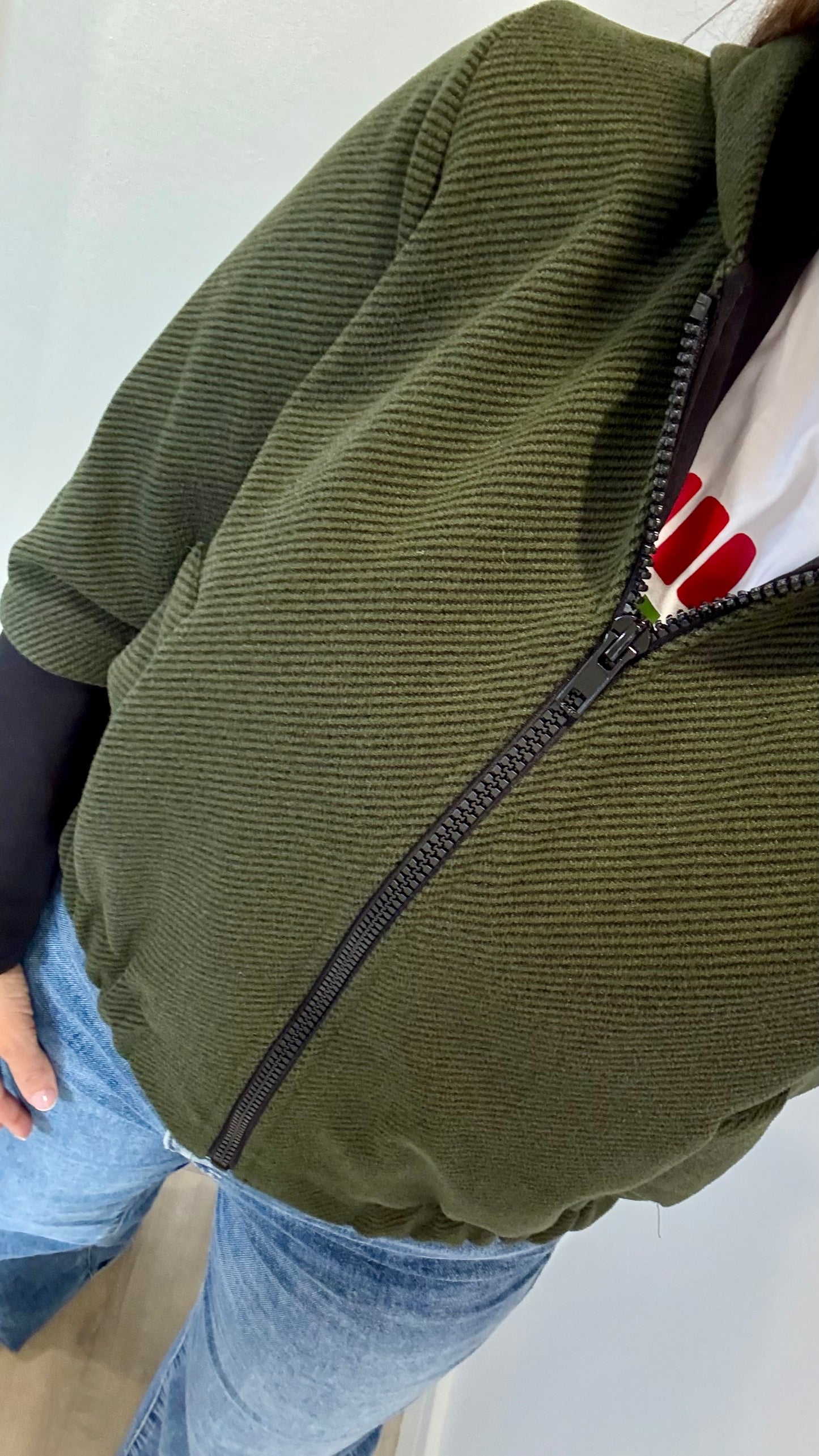 KHAKI GREEN CONTRAST BOMBER JACKET