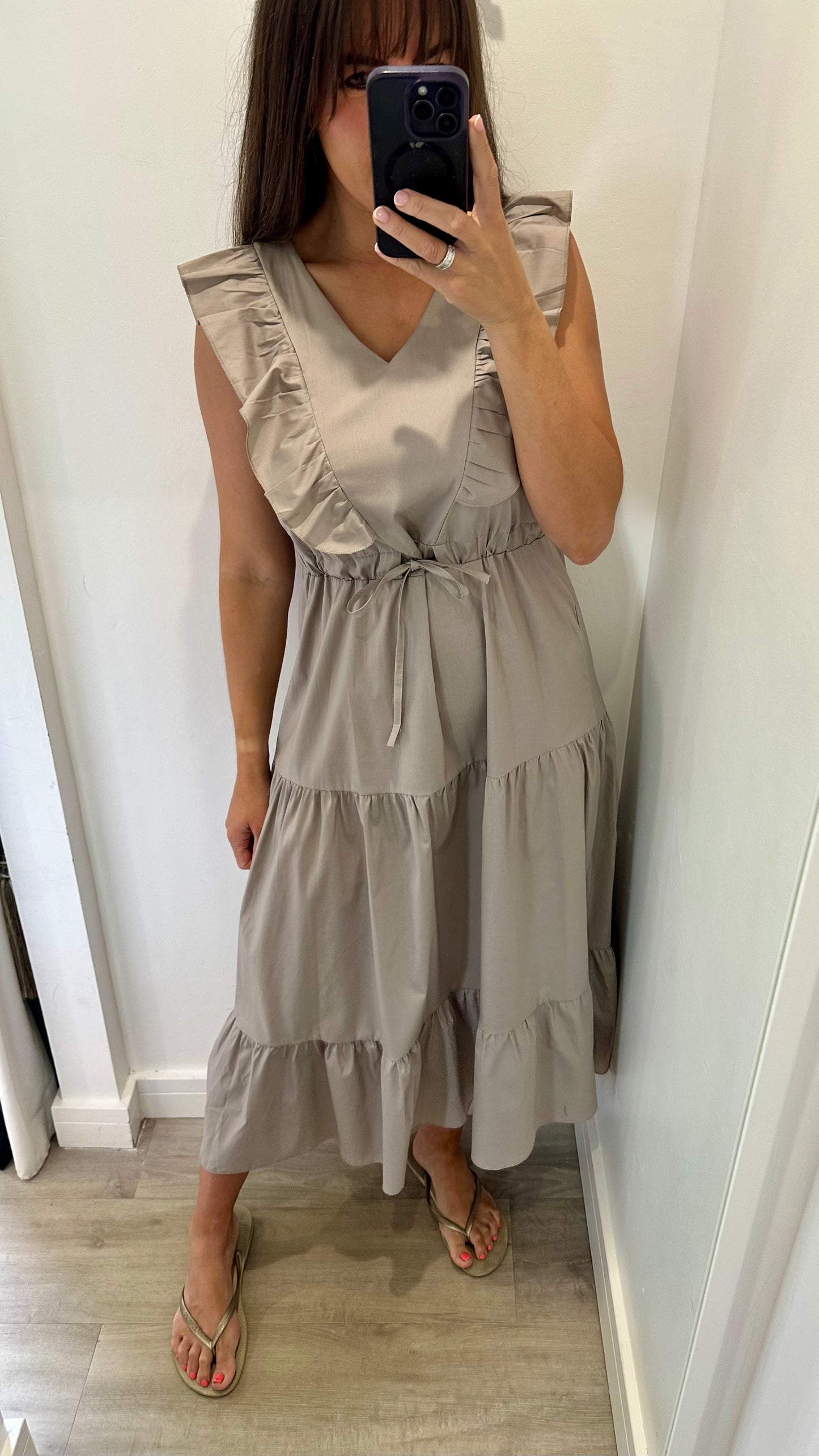 MOCHA JET TIERED COTTON MAXI DRESS