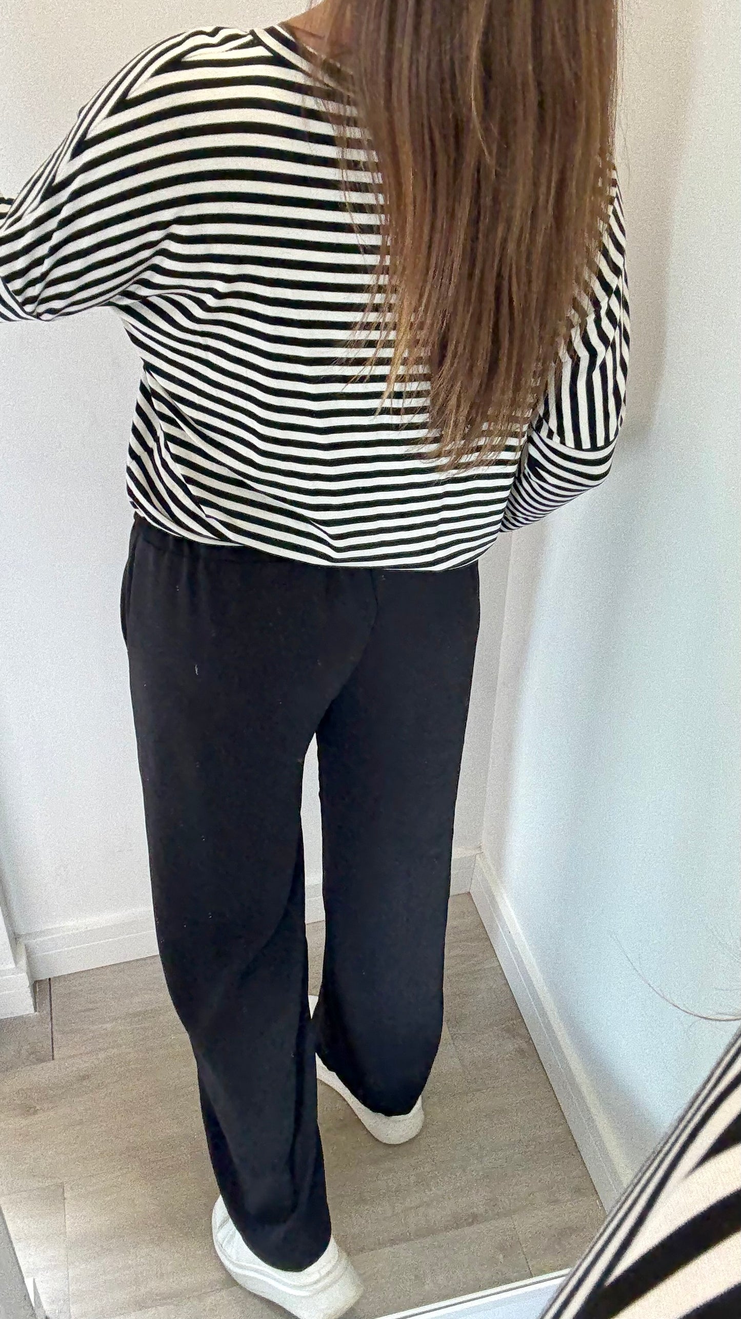 BLACK STRAIGHT LEG TROUSERS