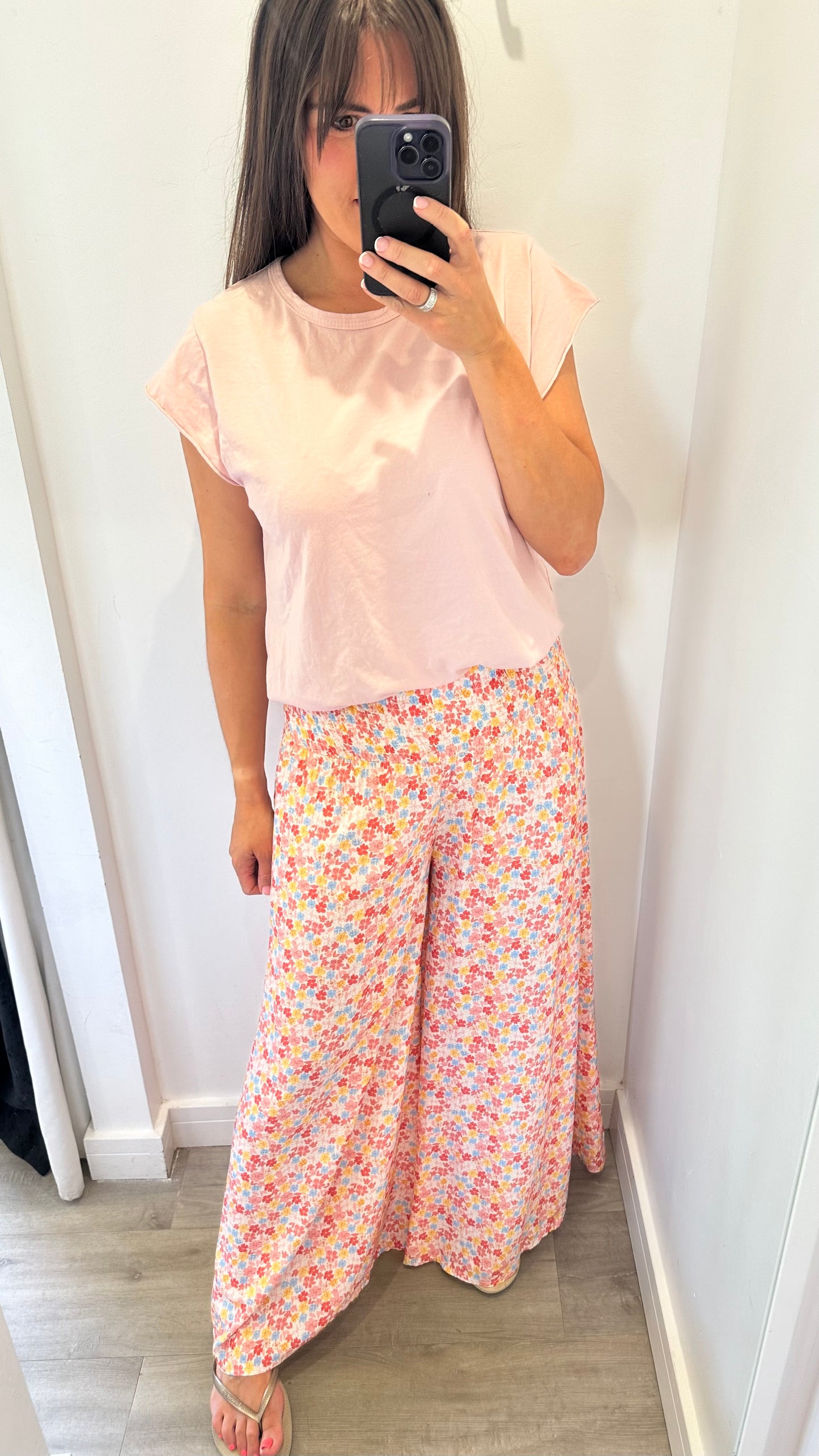 PINK AND CORAL PALAZZO TROUSERS