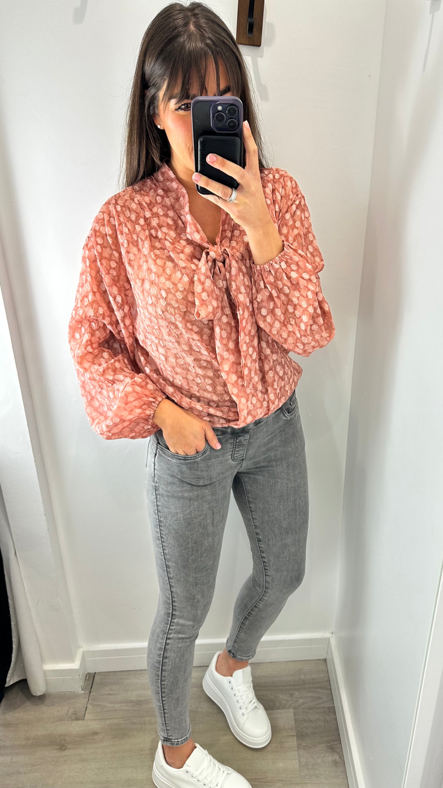ROSE PINK METALLIC THREAD BLOUSE