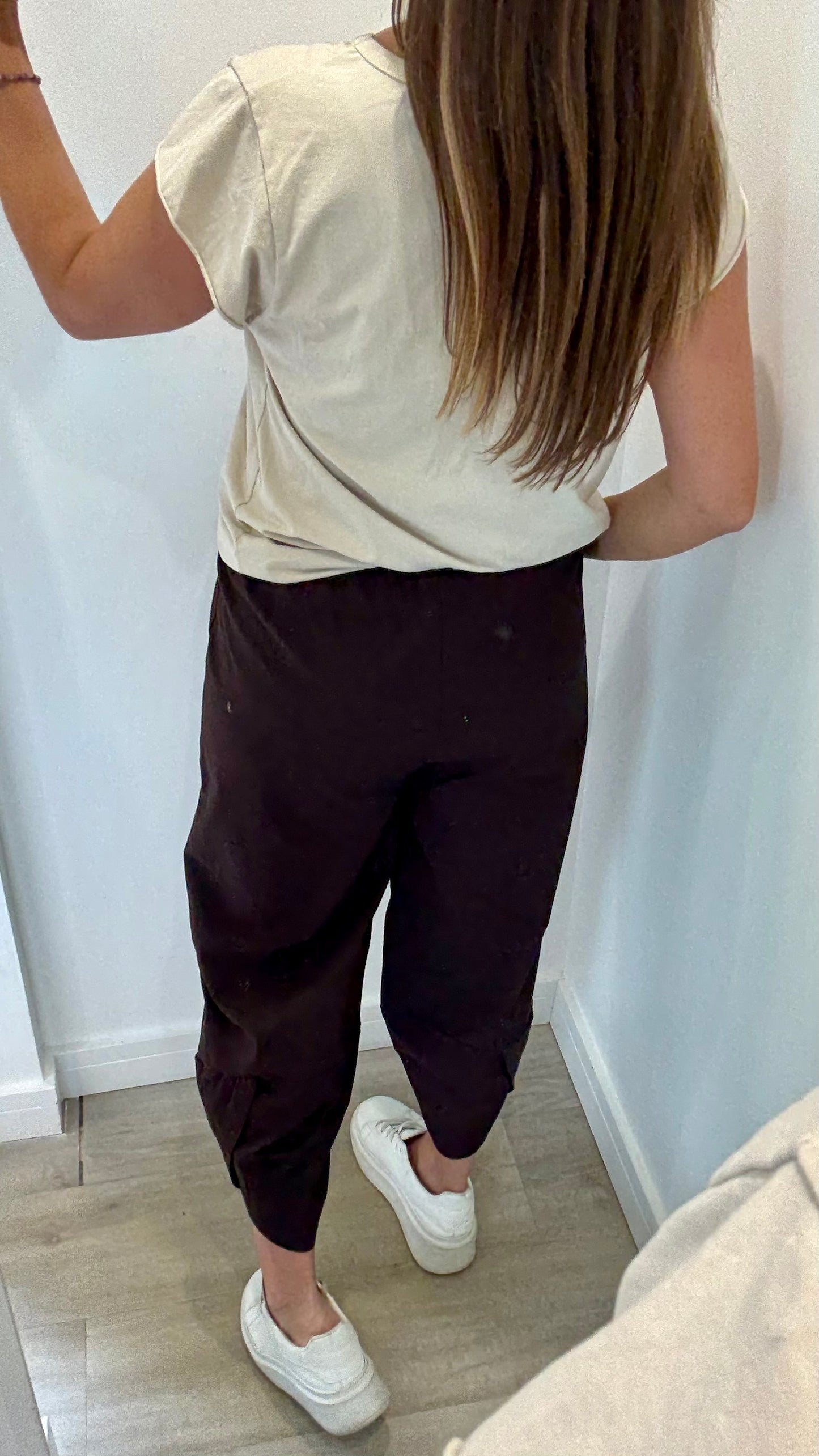 BROWN CROPPED POCKET TROUSERS