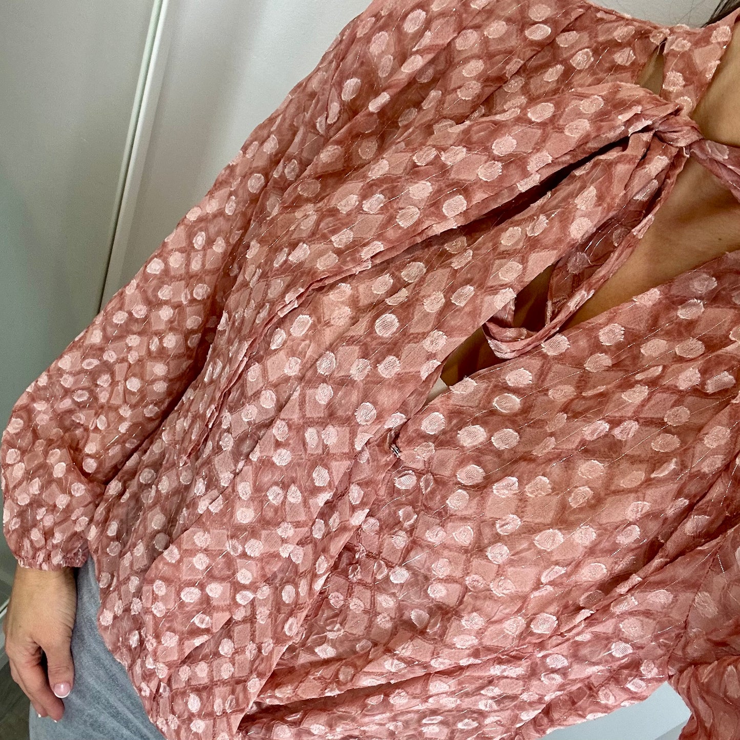 ROSE PINK METALLIC THREAD BLOUSE