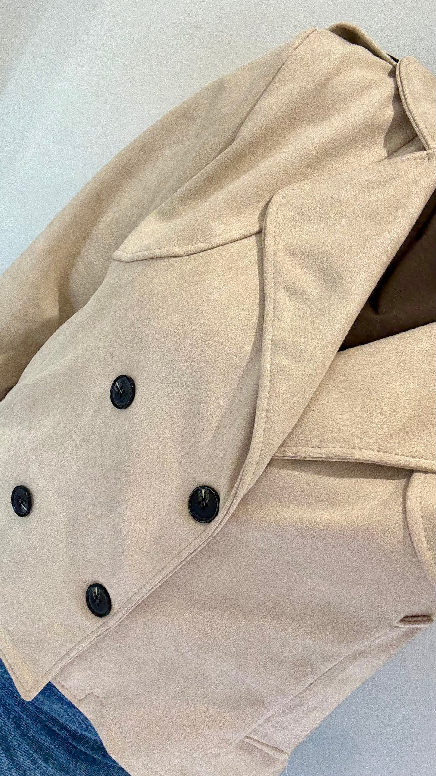 STONE SUEDE-EFFECT BUTTONED JACKET