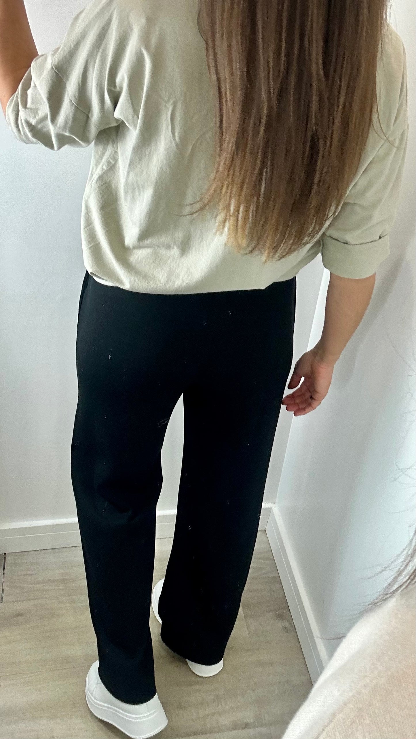 BLACK STRAIGHT LEG TROUSERS