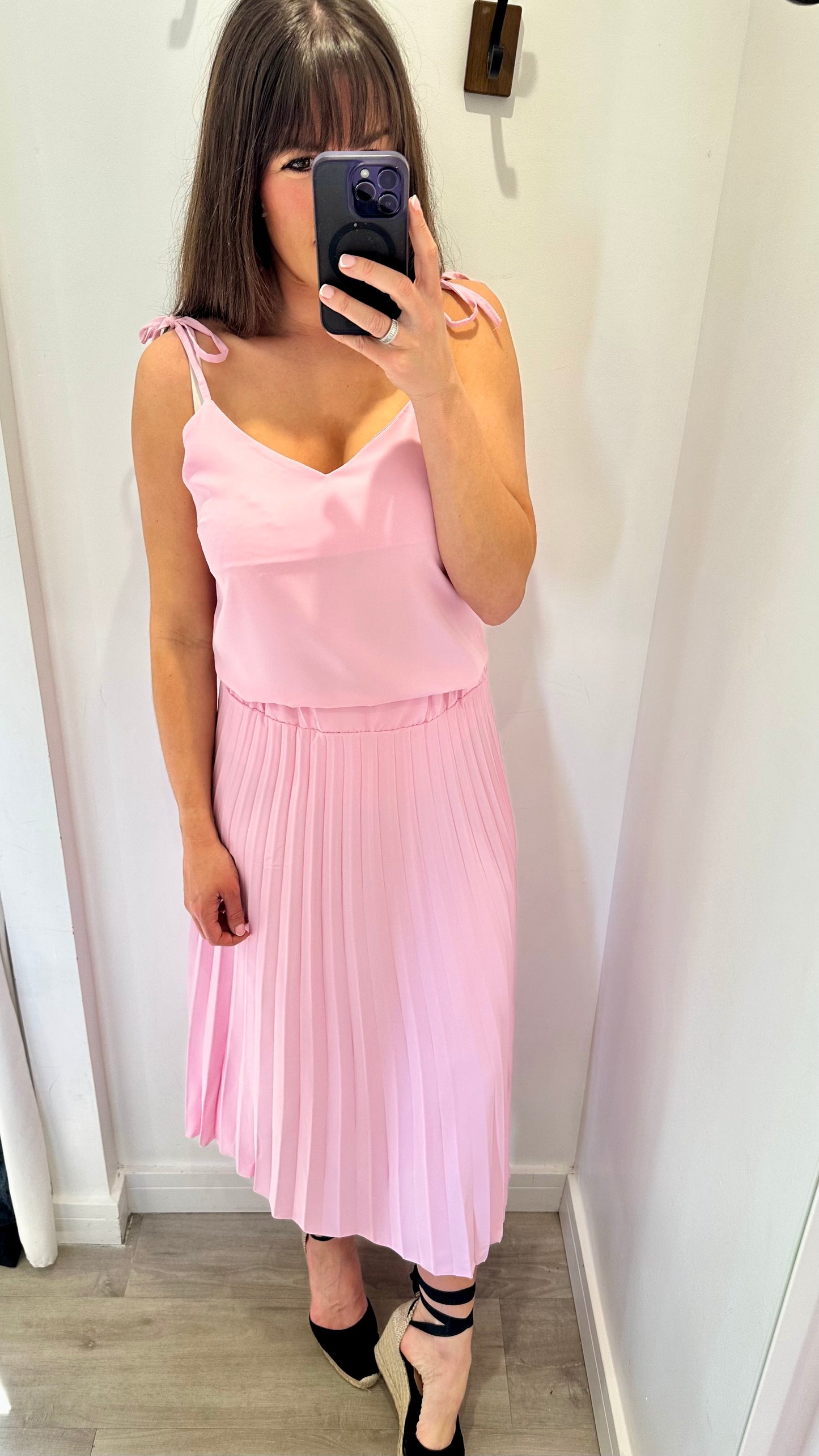 BABY PINK CAMI & PLEATED SKIRT CO-ORD