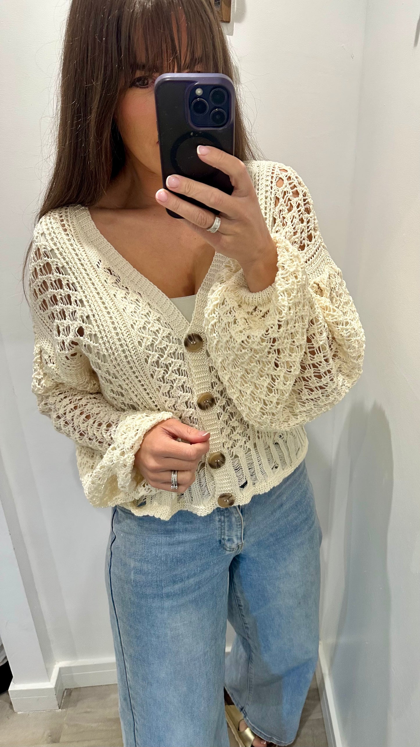 CREAM CROCHET CARDIGAN