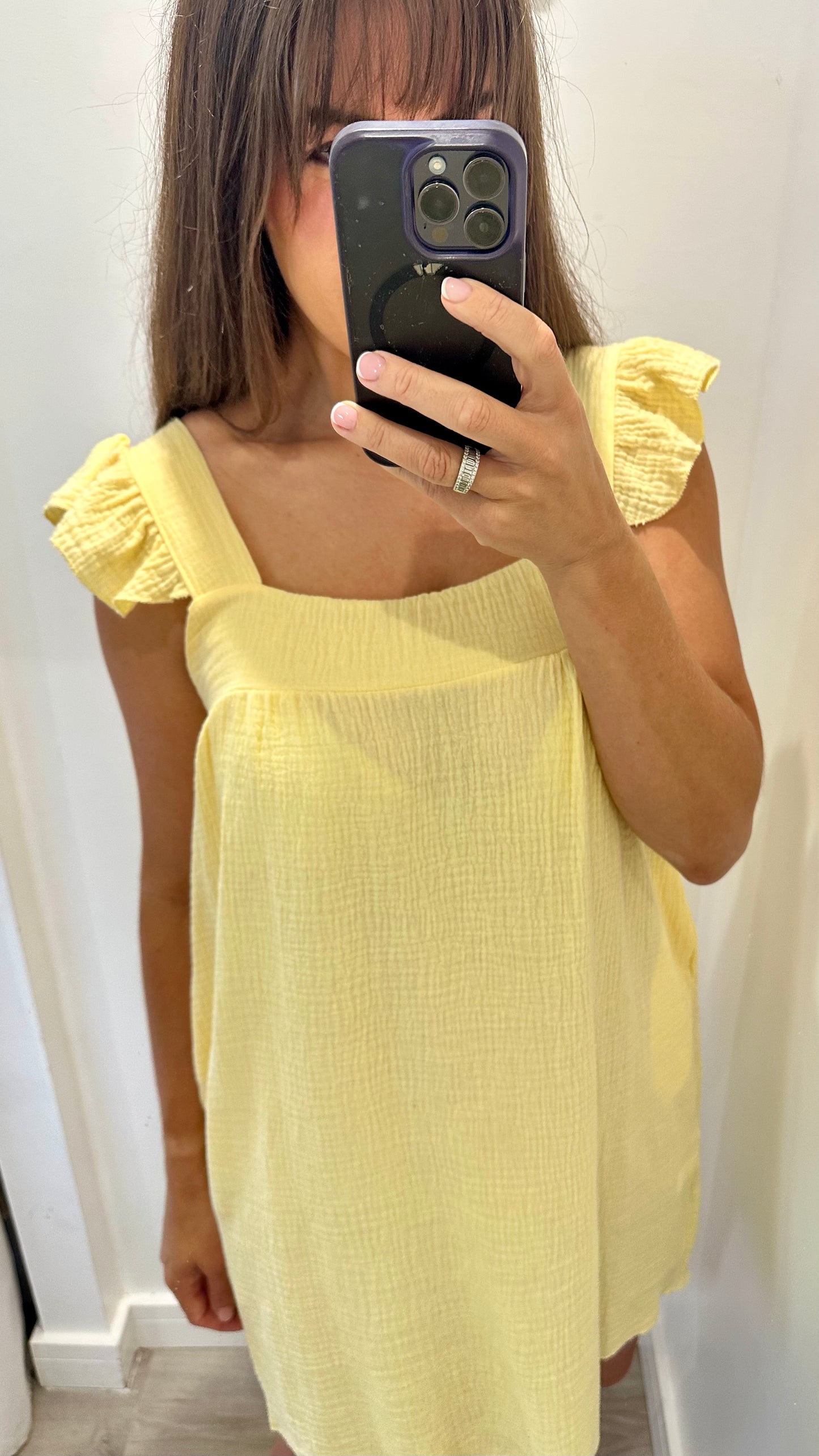 LEMON BABYDOLL MINI DRESS
