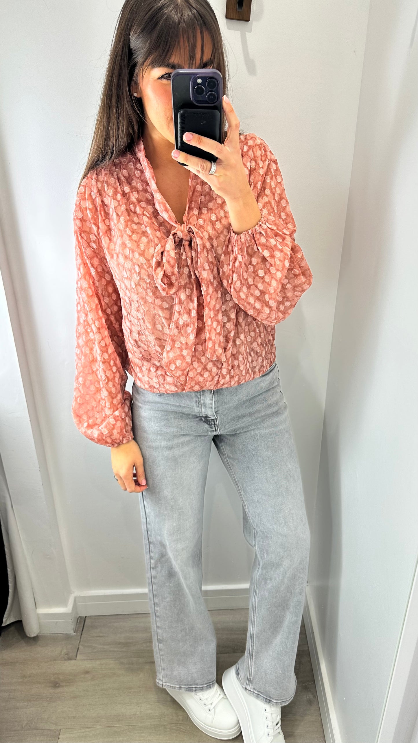 ROSE PINK METALLIC THREAD BLOUSE