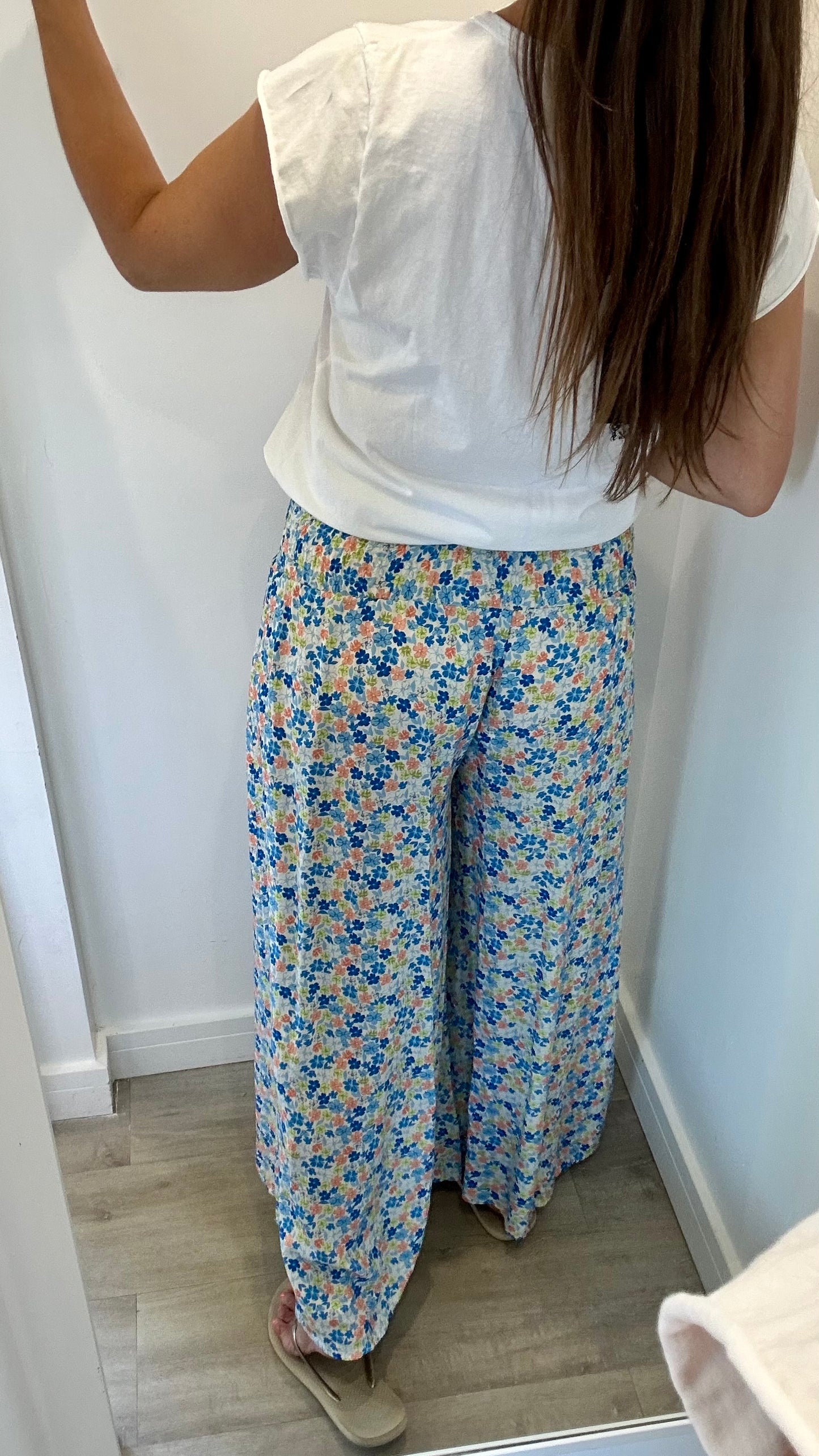 BLUE FLORAL PALAZZO TROUSERS
