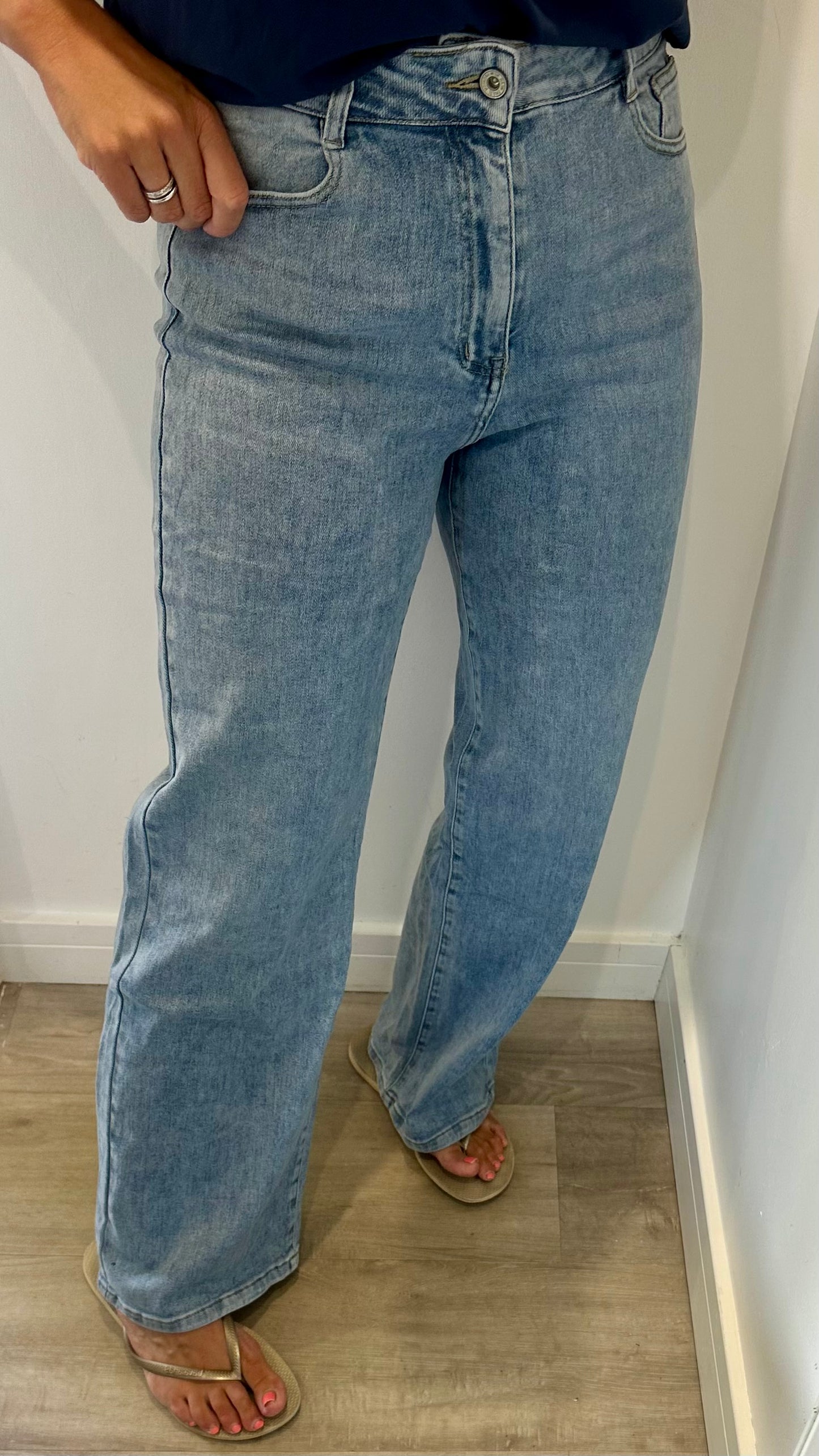 BLUE DENIM WIDE LEG JEANS