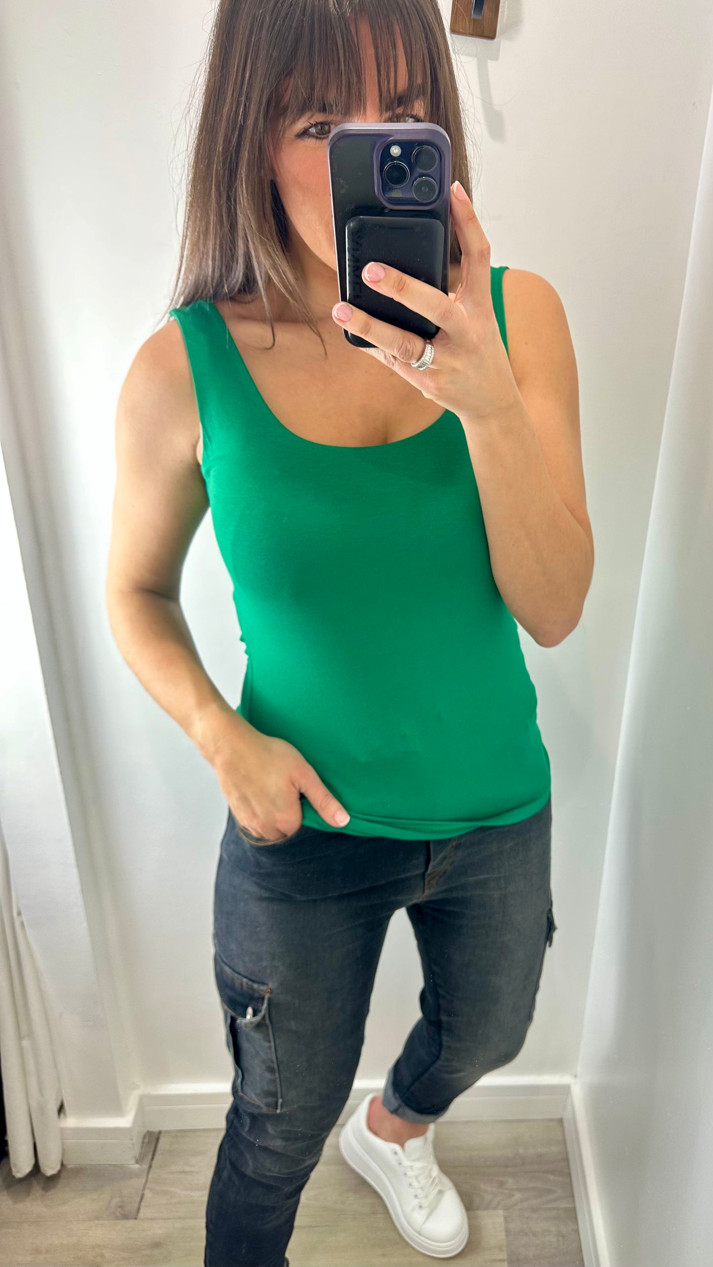GREEN CAMI VEST TOP