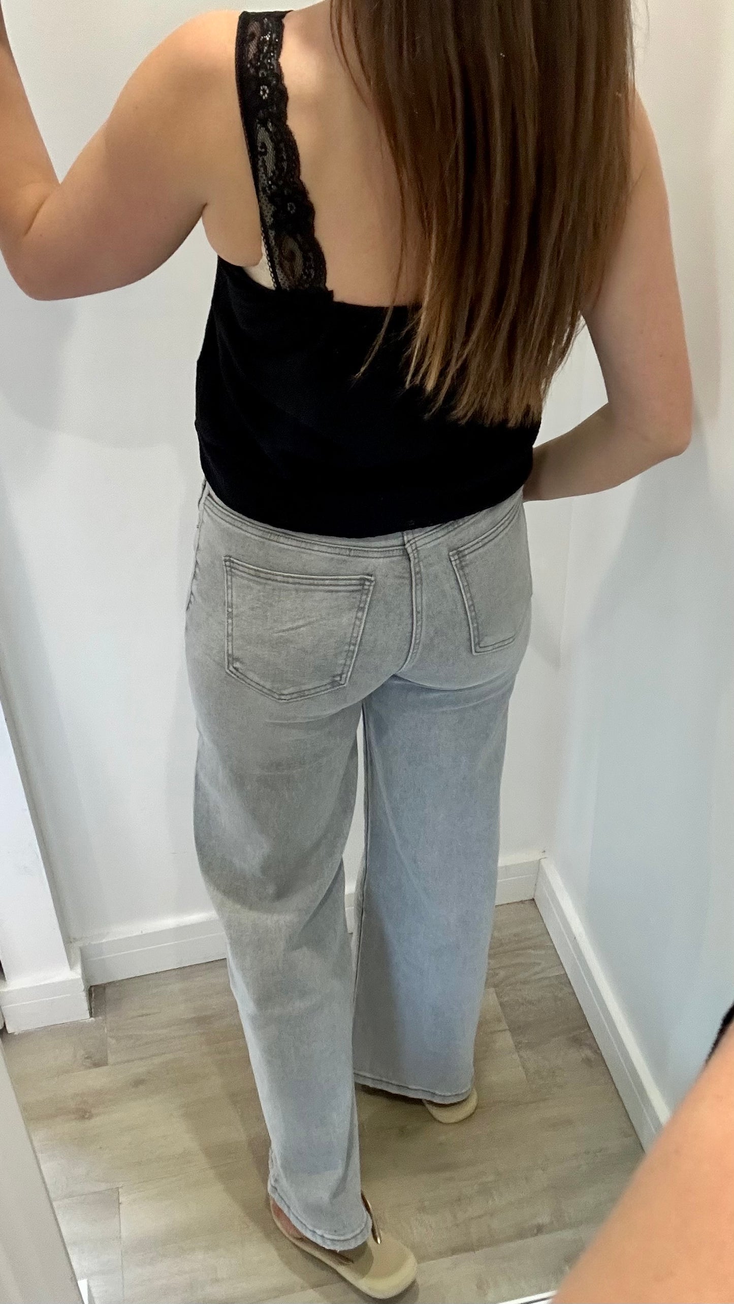 BLACK CHEESECLOTH LACE-TRIM CAMI VEST TOP