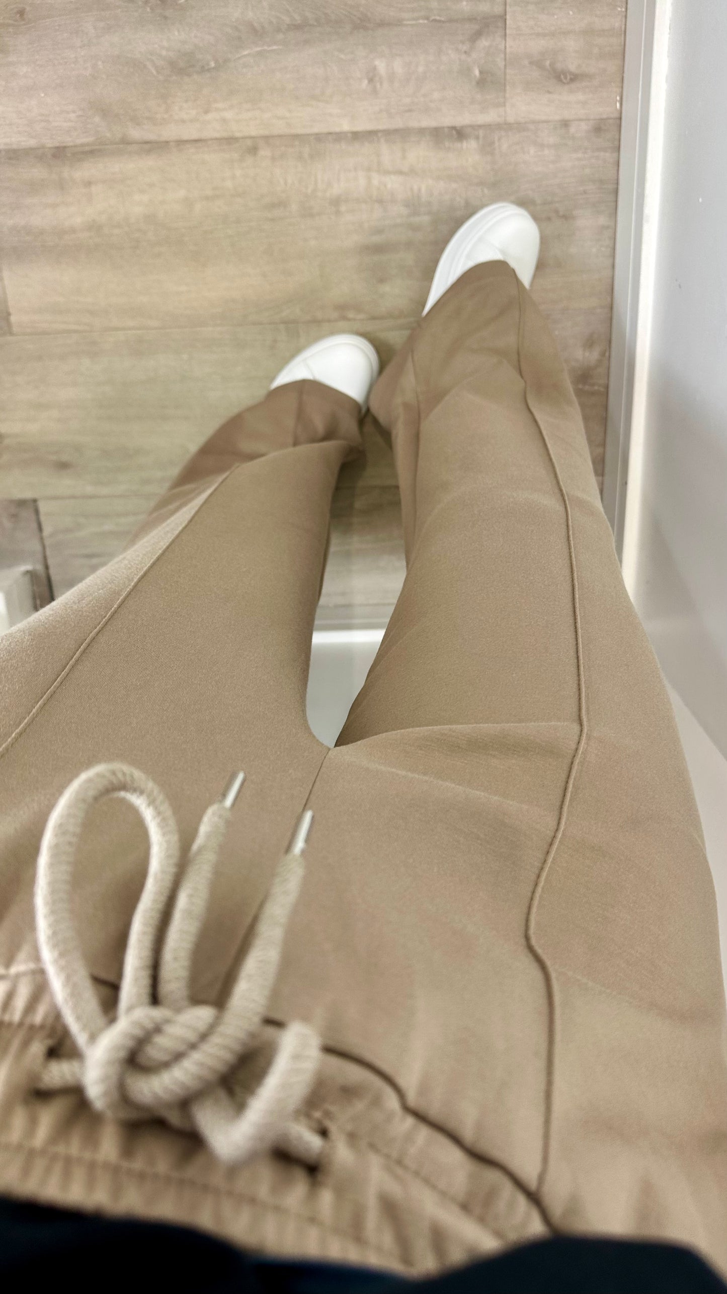 TAUPE STRAIGHT LEG TROUSERS
