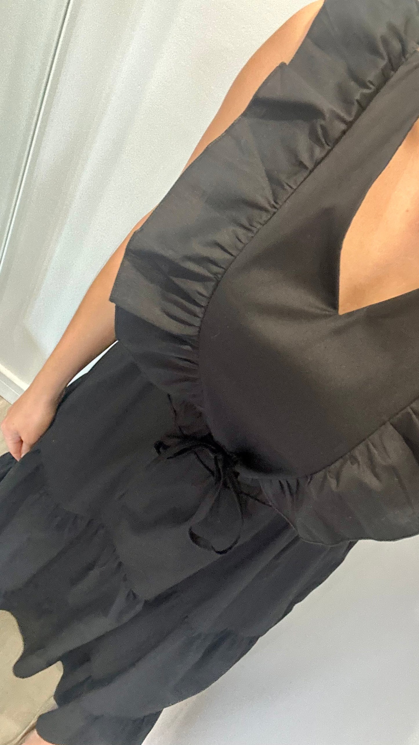 BLACK JET TIERED COTTON MAXI DRESS