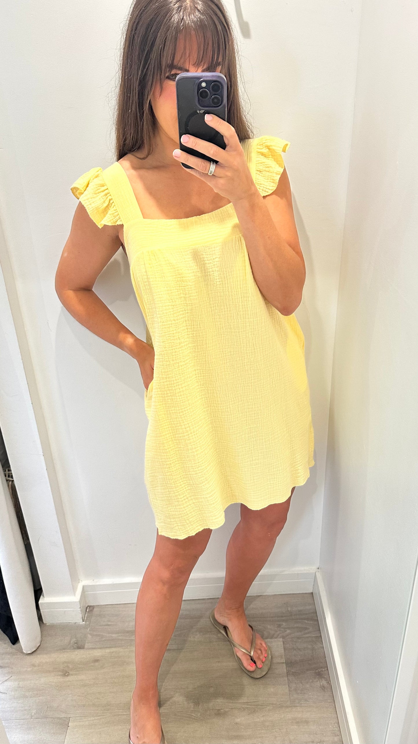 LEMON BABYDOLL MINI DRESS