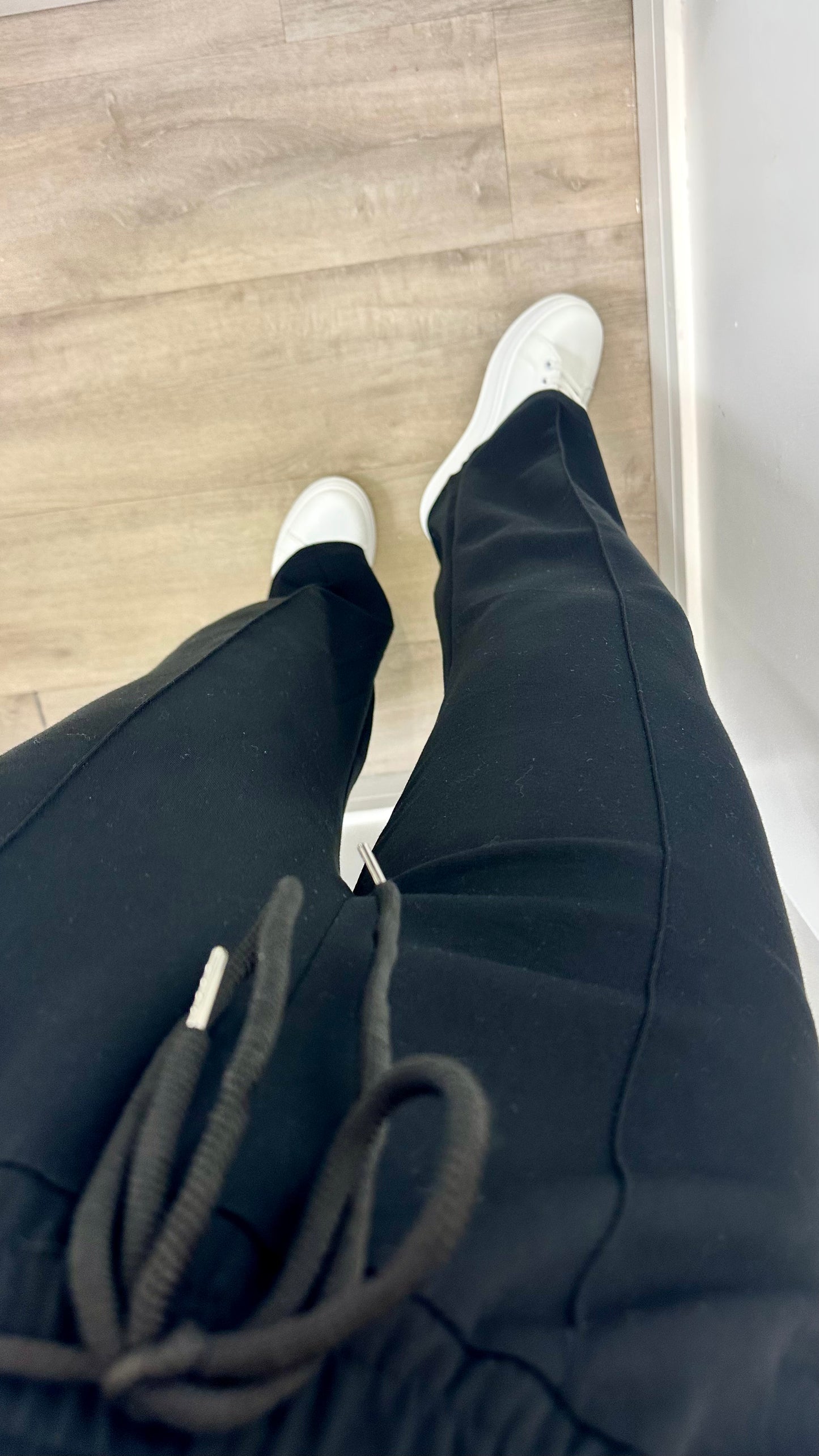 BLACK STRAIGHT LEG TROUSERS