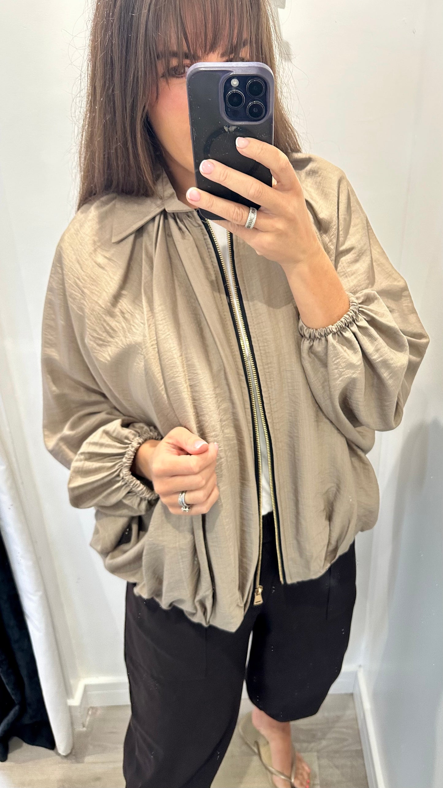MOCHA BALLOON SLEEVE JACKET