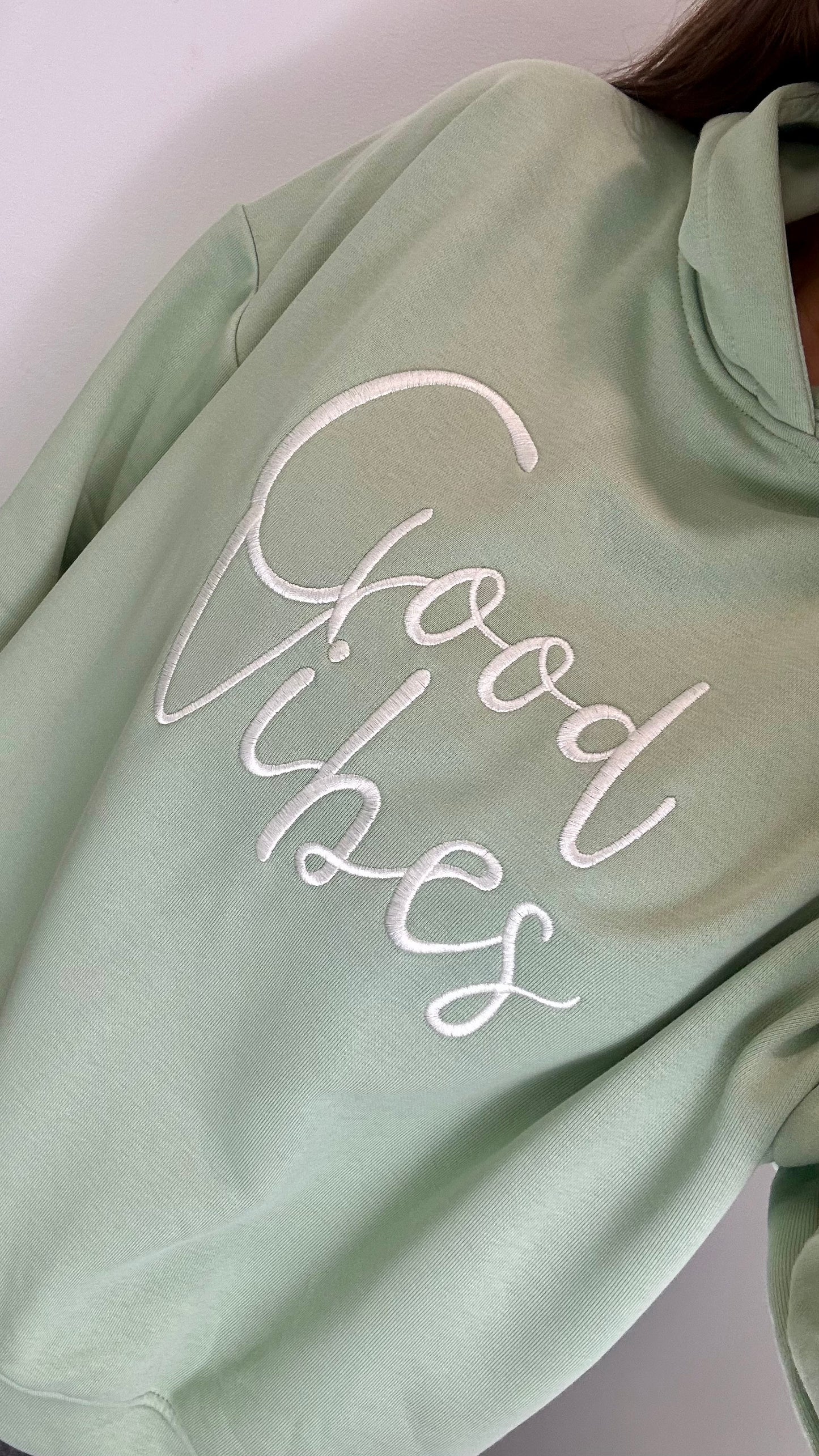 MINT GREEN GOOD VIBES HOODIE