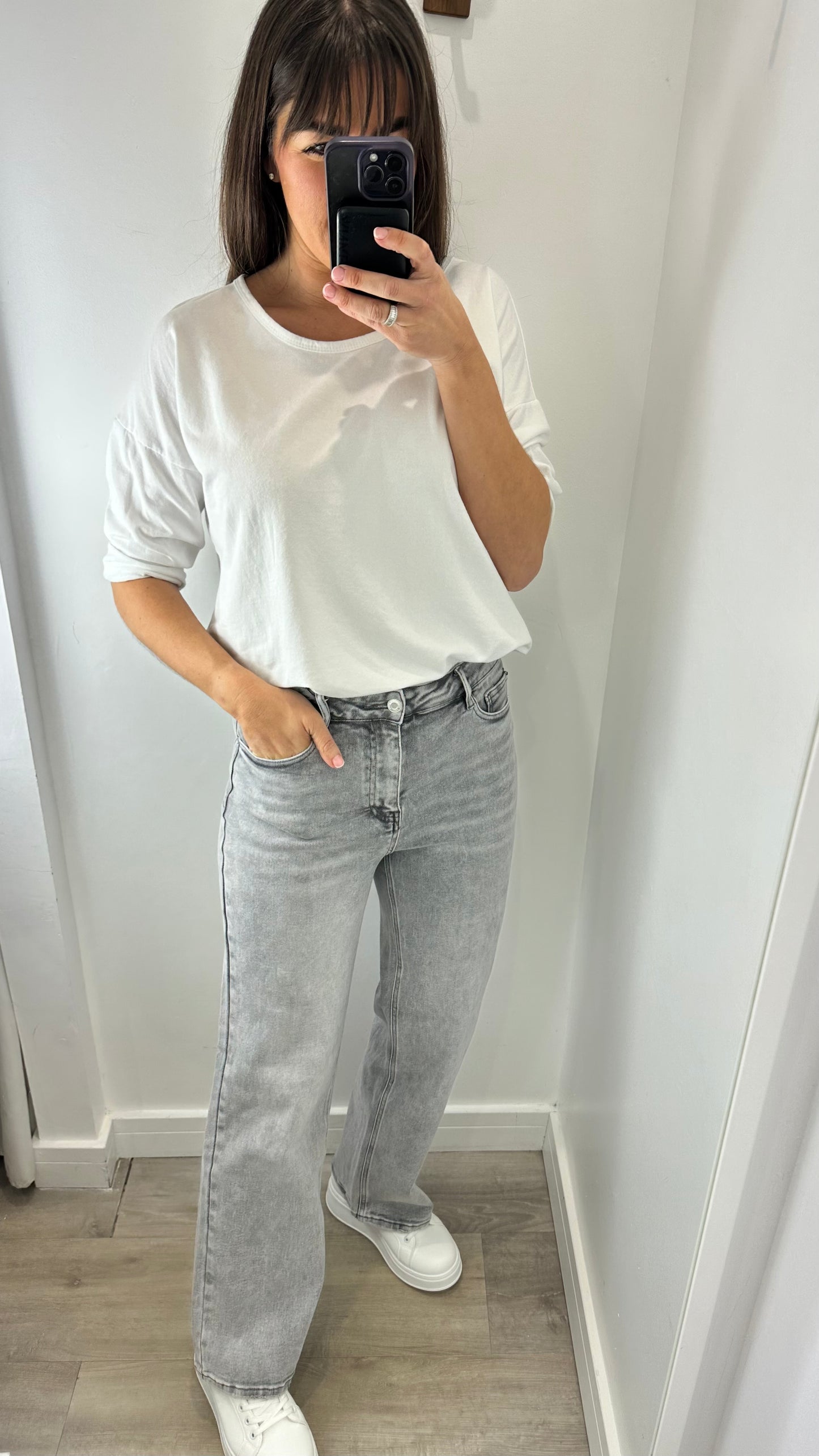GREY WASHED DAD FIT JEANS