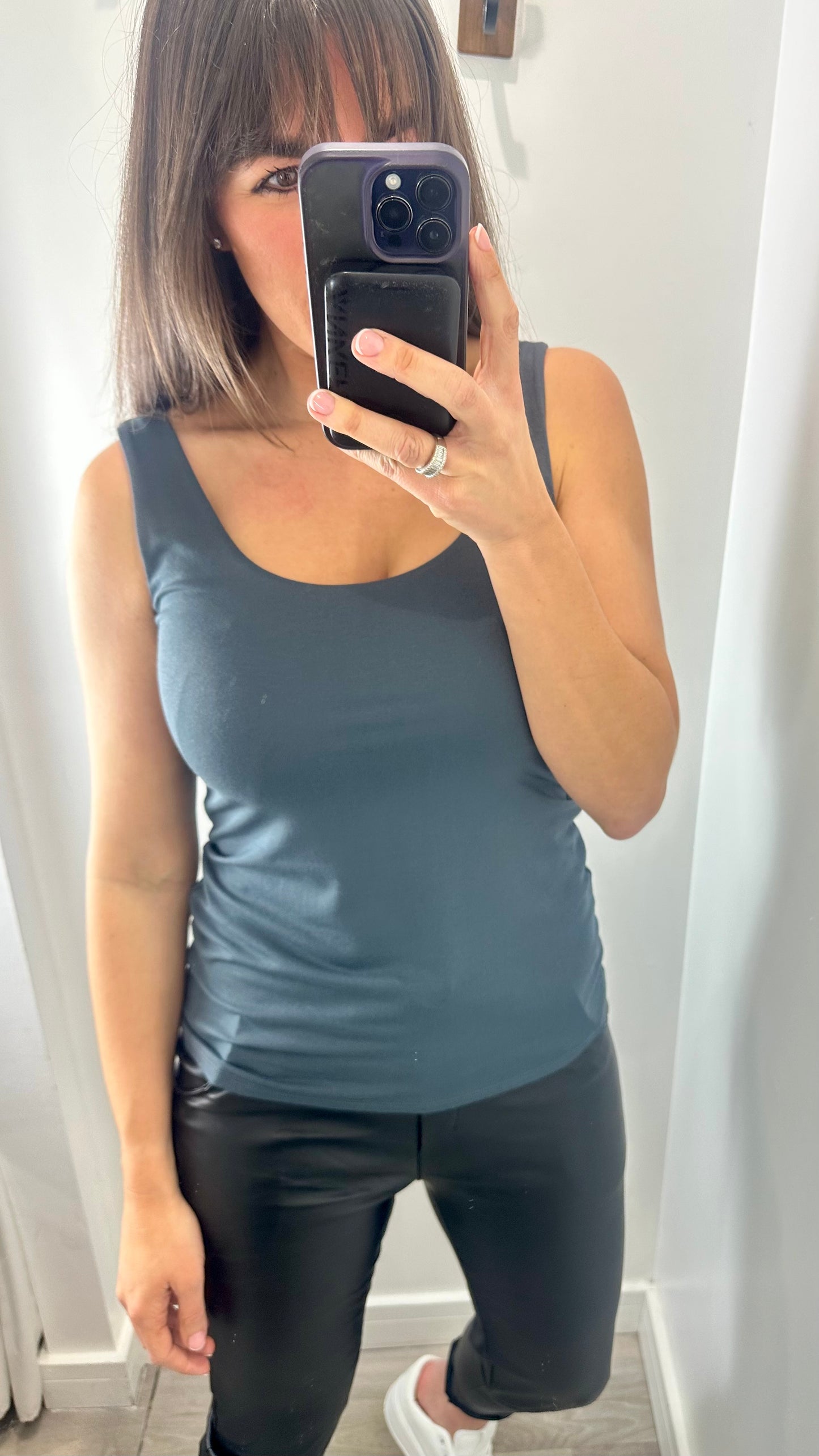 CHARCOAL CAMI VEST TOP