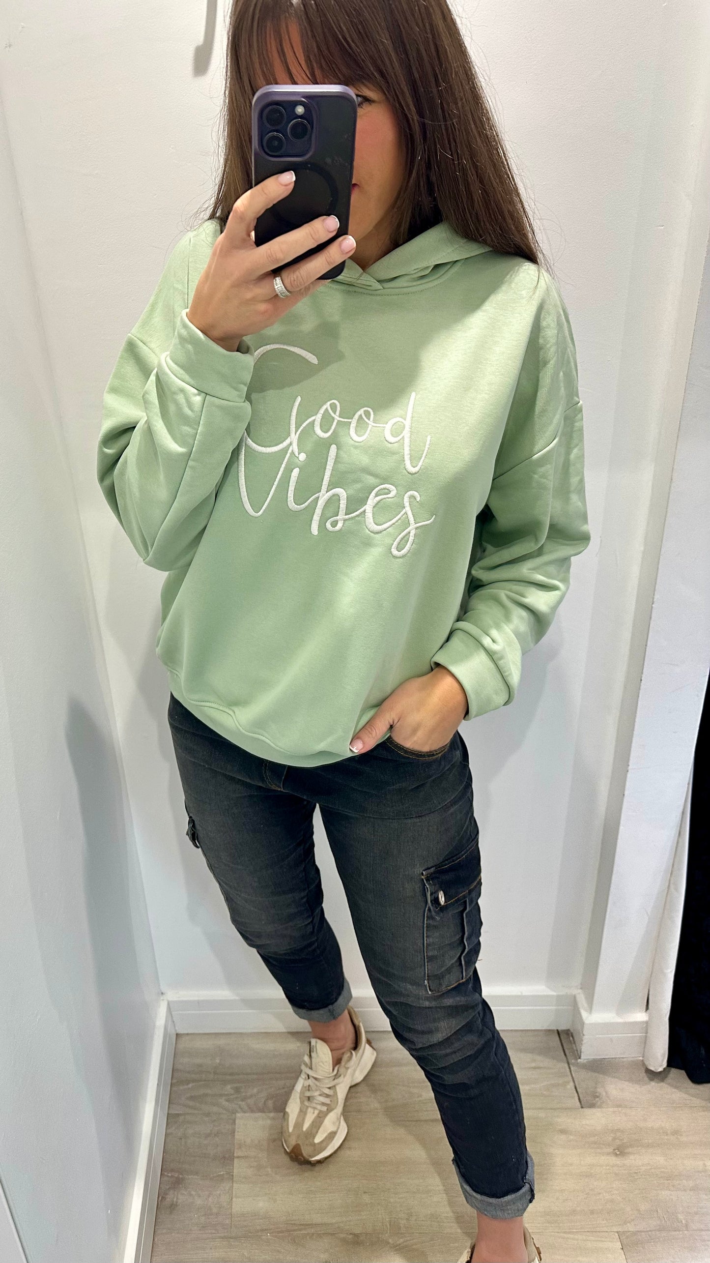 MINT GREEN GOOD VIBES HOODIE