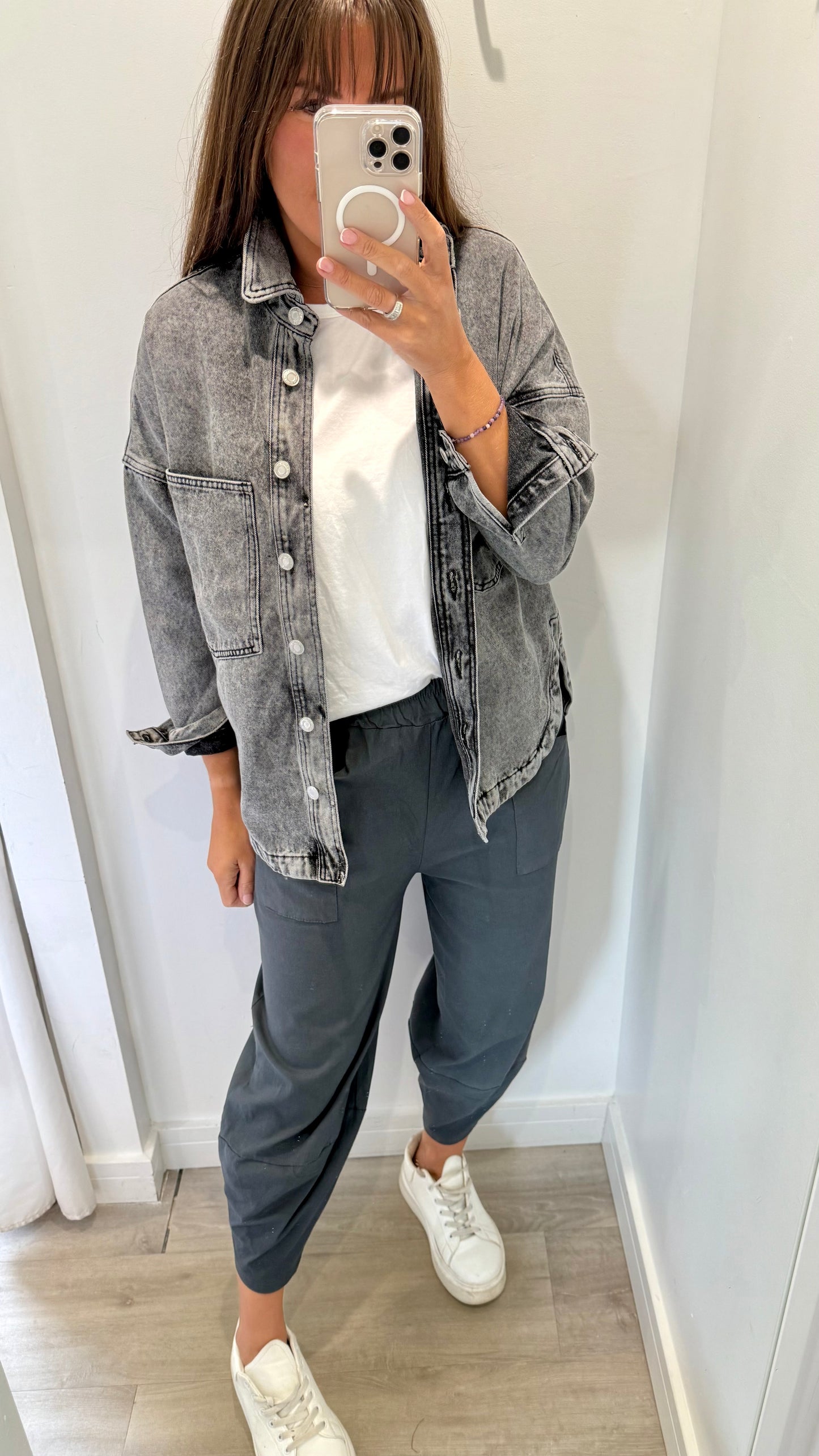 CHARCOAL CROPPED POCKET TROUSERS