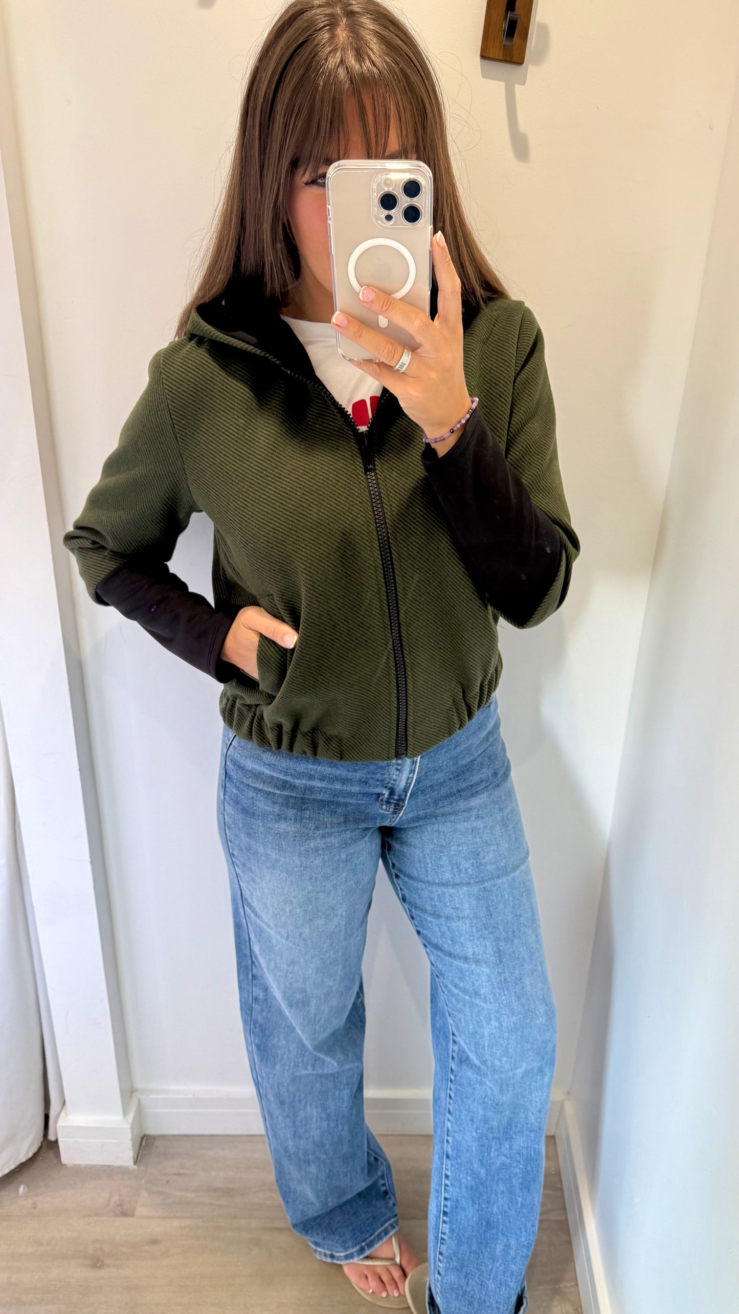 KHAKI GREEN CONTRAST BOMBER JACKET