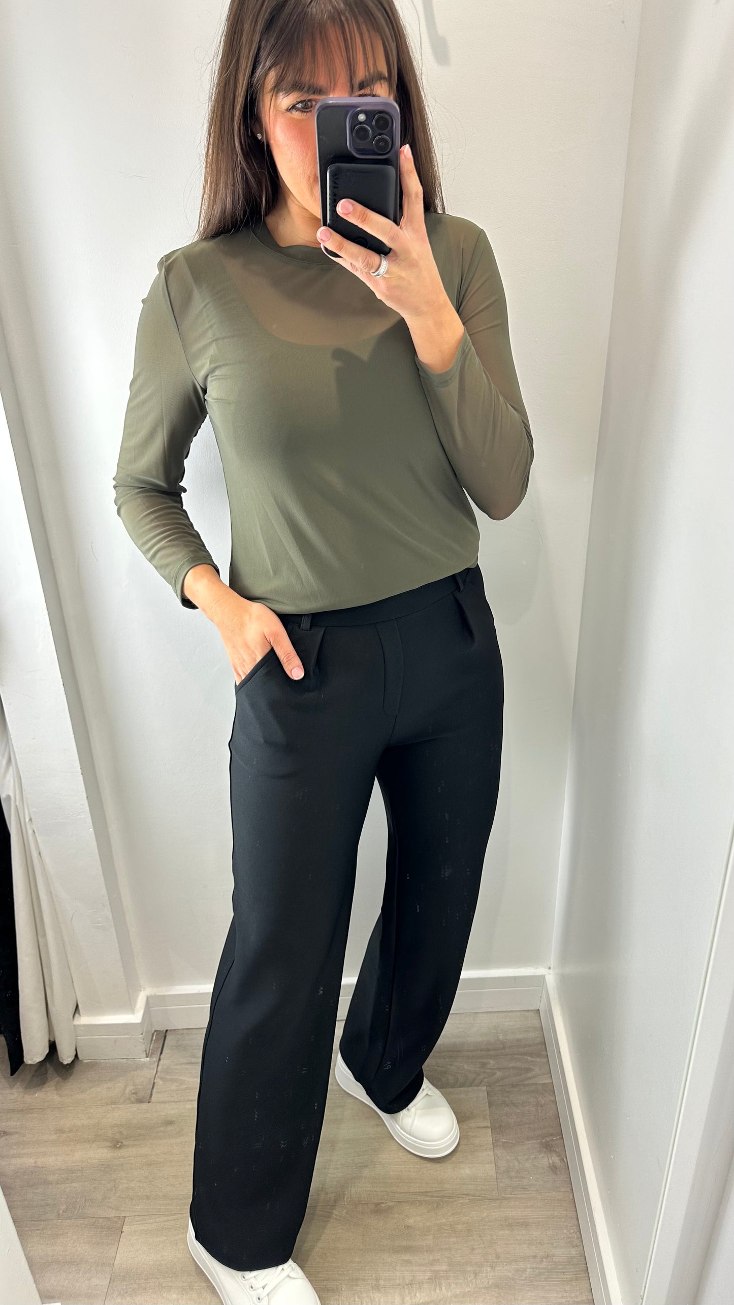 BLACK TAILORED STRETCHY TROUSERS