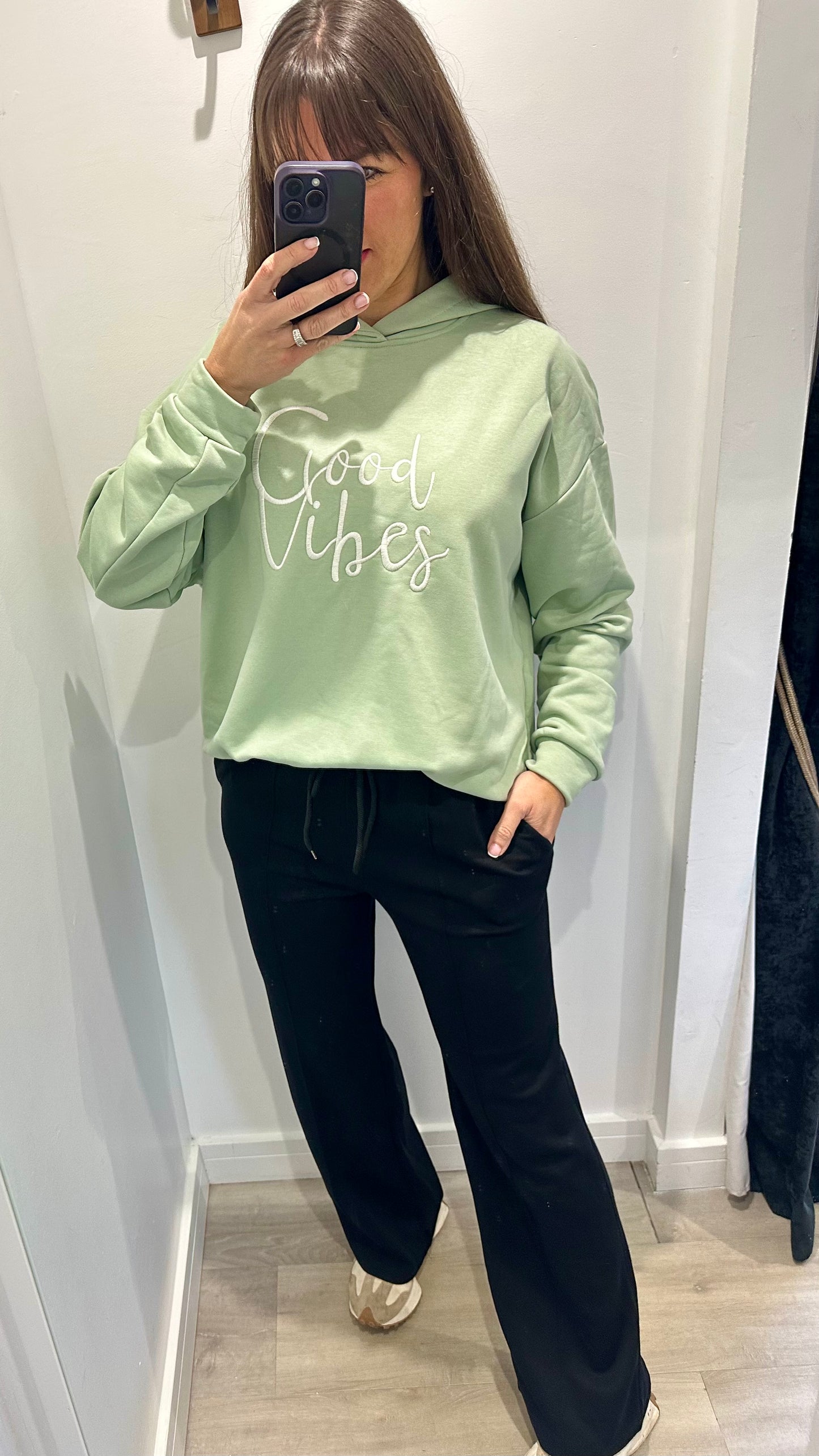 MINT GREEN GOOD VIBES HOODIE