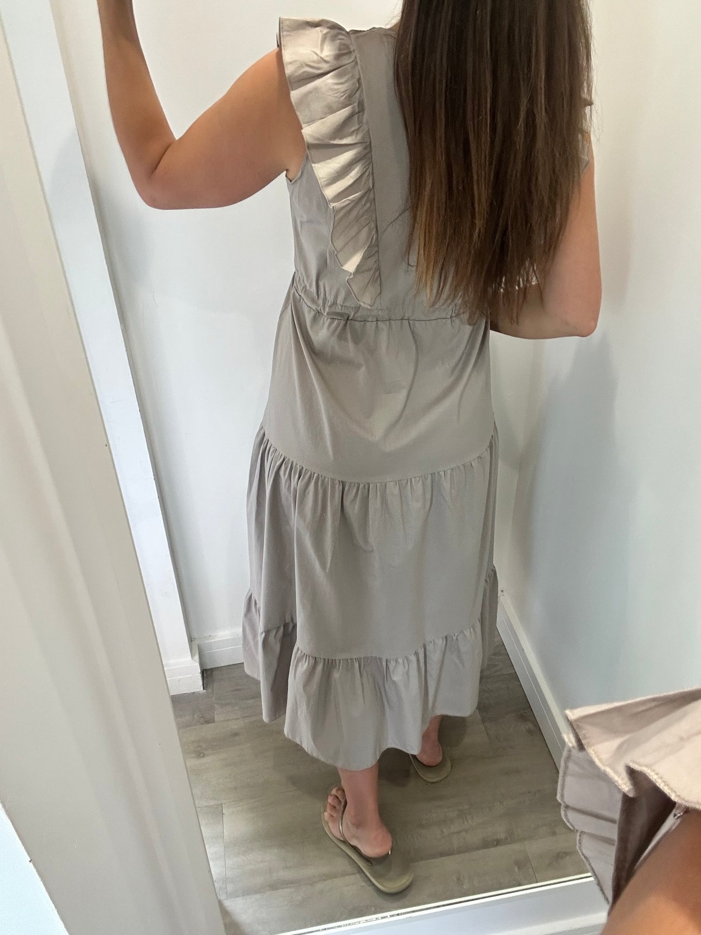 MOCHA JET TIERED COTTON MAXI DRESS