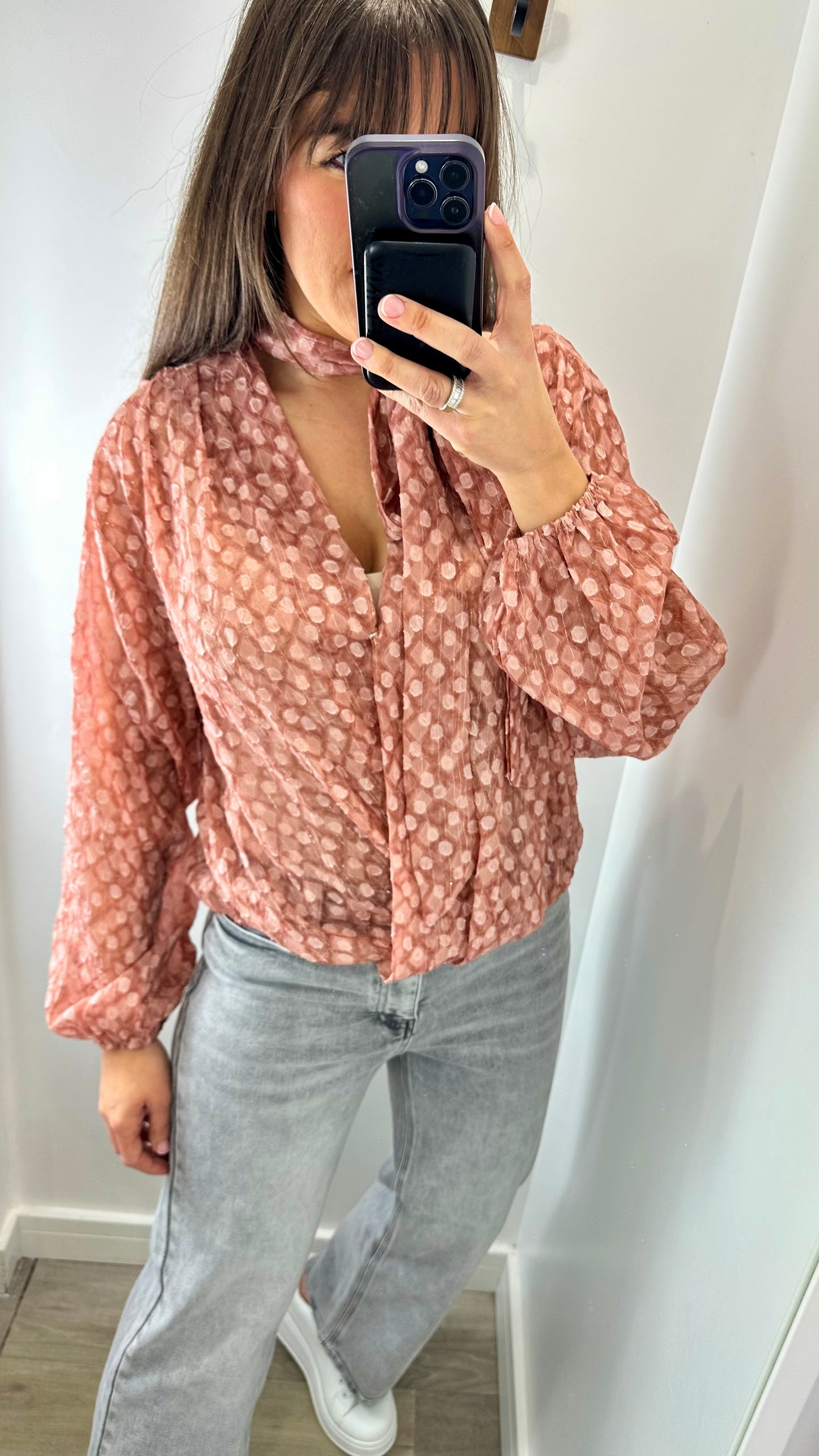 ROSE PINK METALLIC THREAD BLOUSE