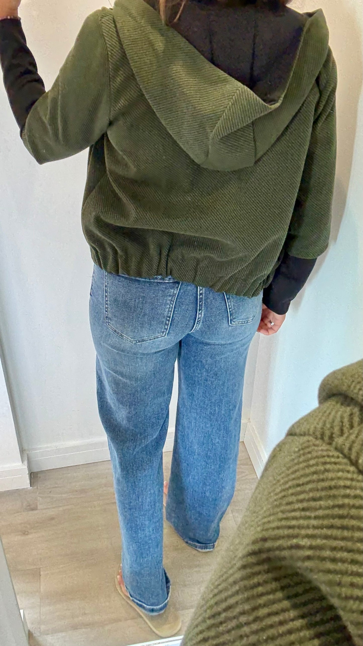KHAKI GREEN CONTRAST BOMBER JACKET