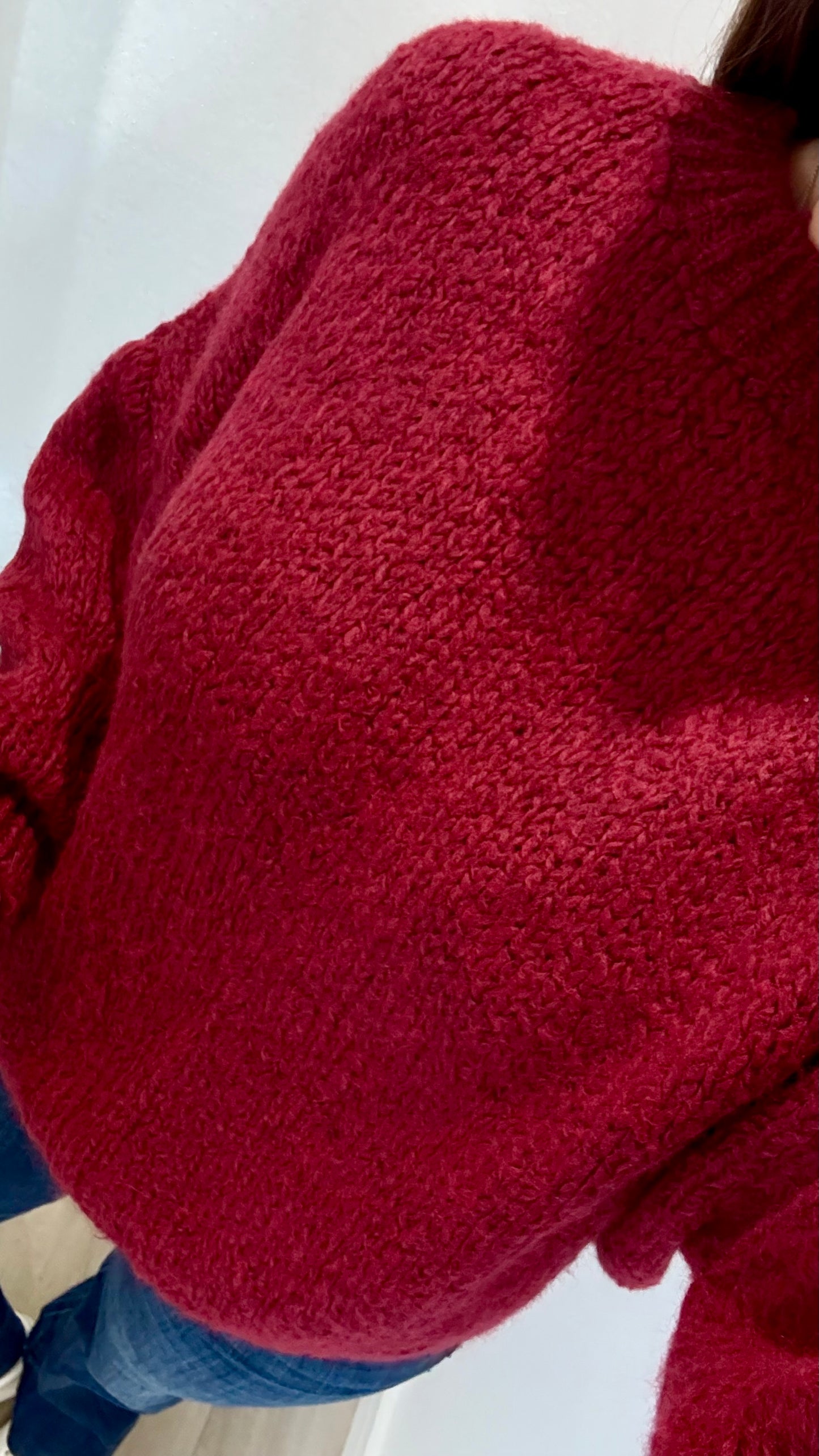 MERLOT BALLOON SLEEVE TEXTURED KNIT JUMPER