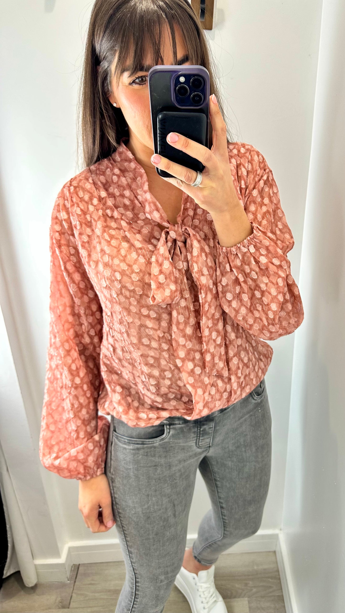ROSE PINK METALLIC THREAD BLOUSE