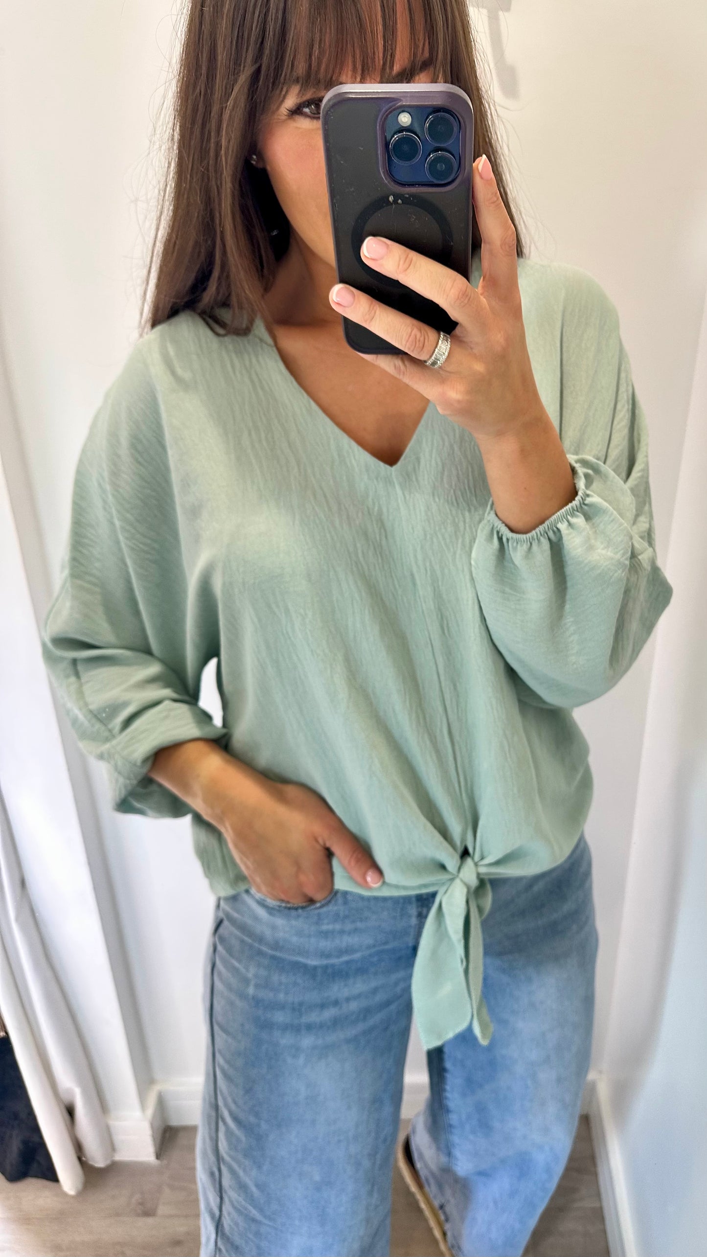 MINT TIE FRONT TOP